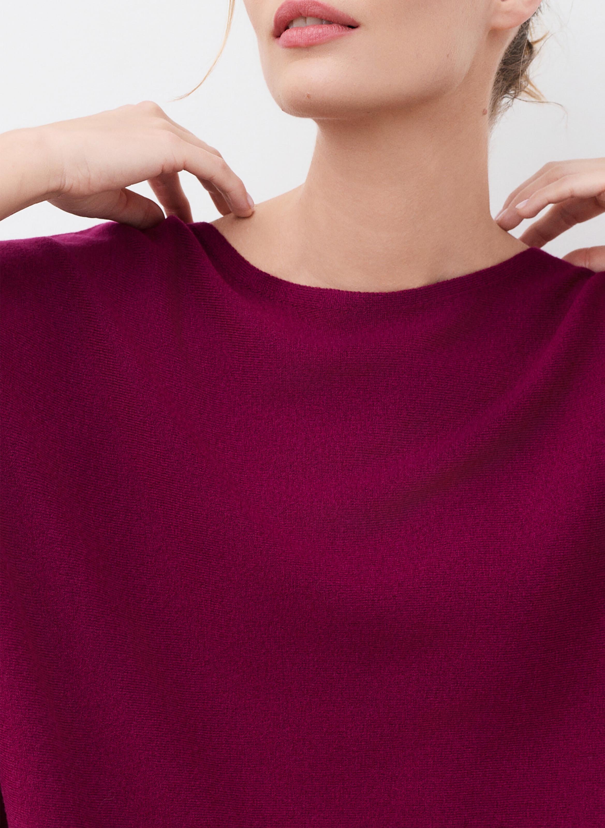 Plain 3/4 Sleeve Oversized Sweater CAROLL Purple