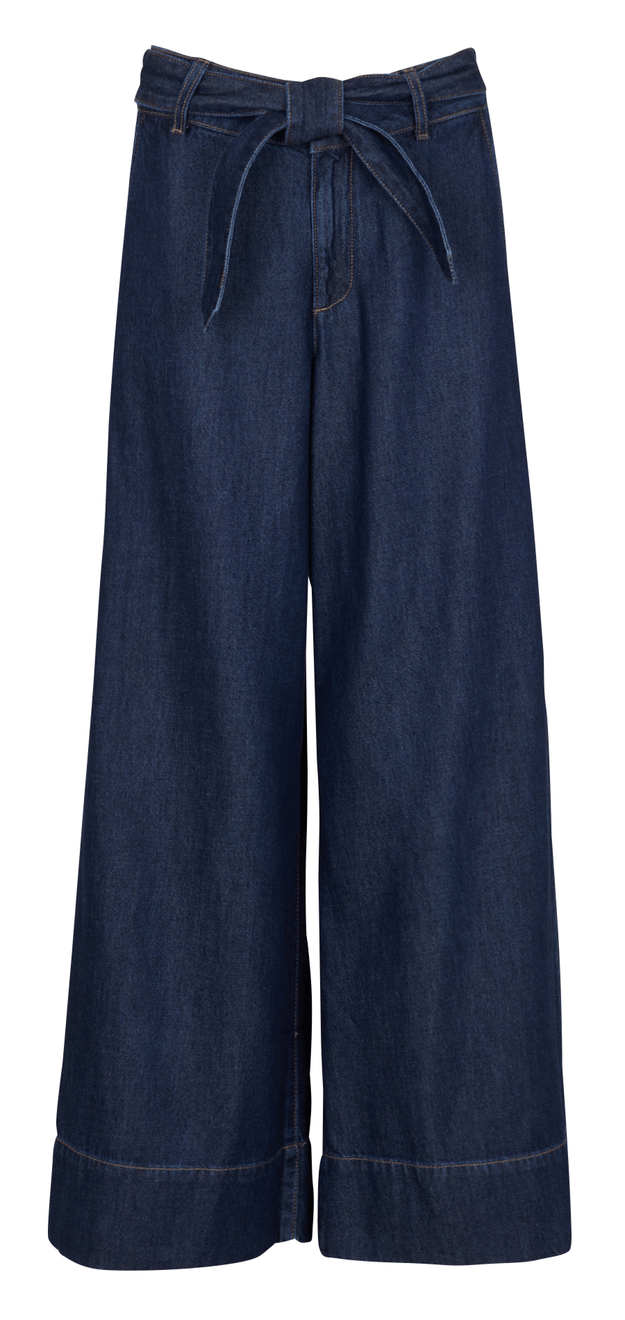 Wide Denim Belted Trousers MAISON 123 Blue