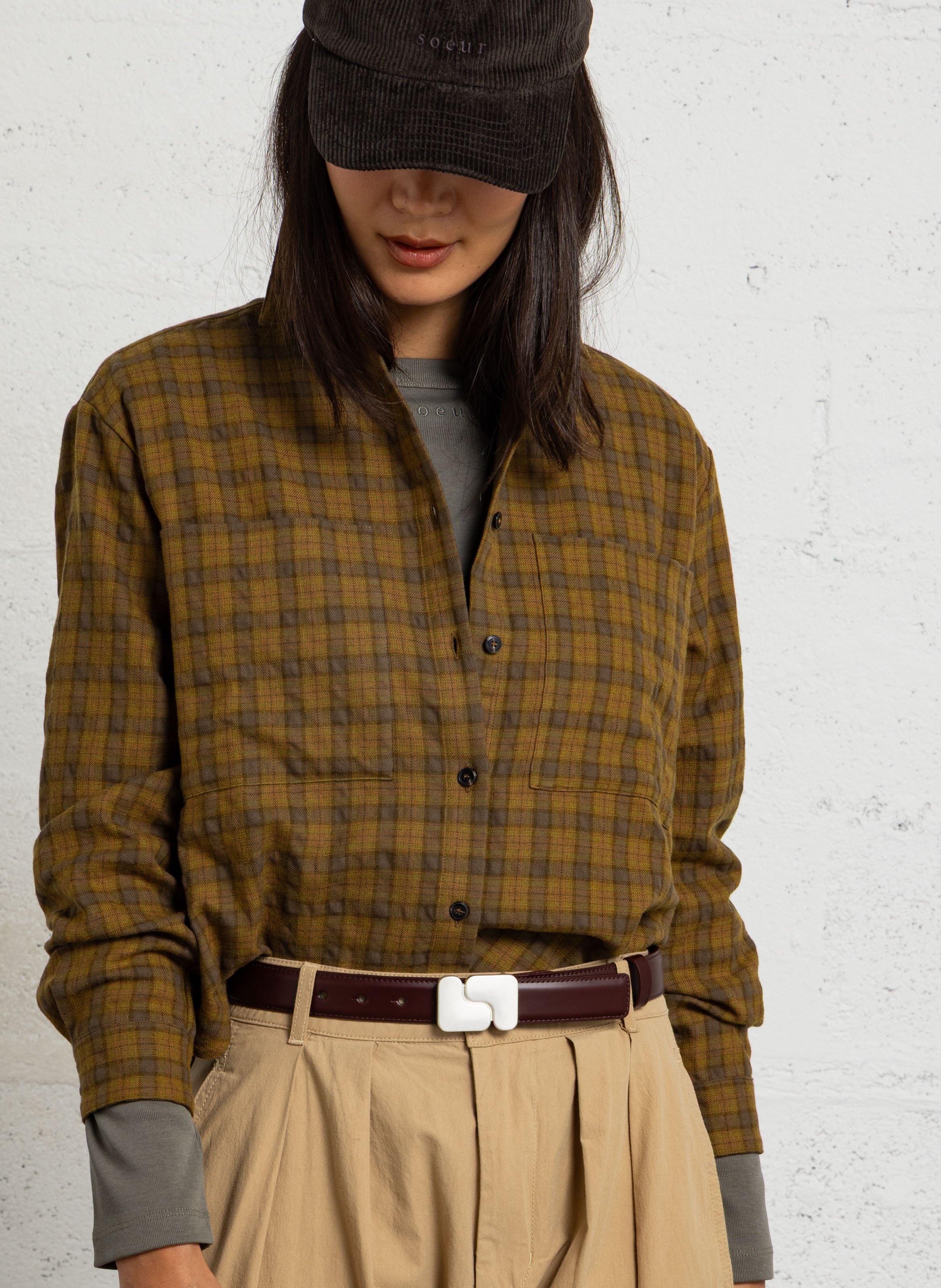 Straight shirt in wool and cotton POMANDERE Multicolored