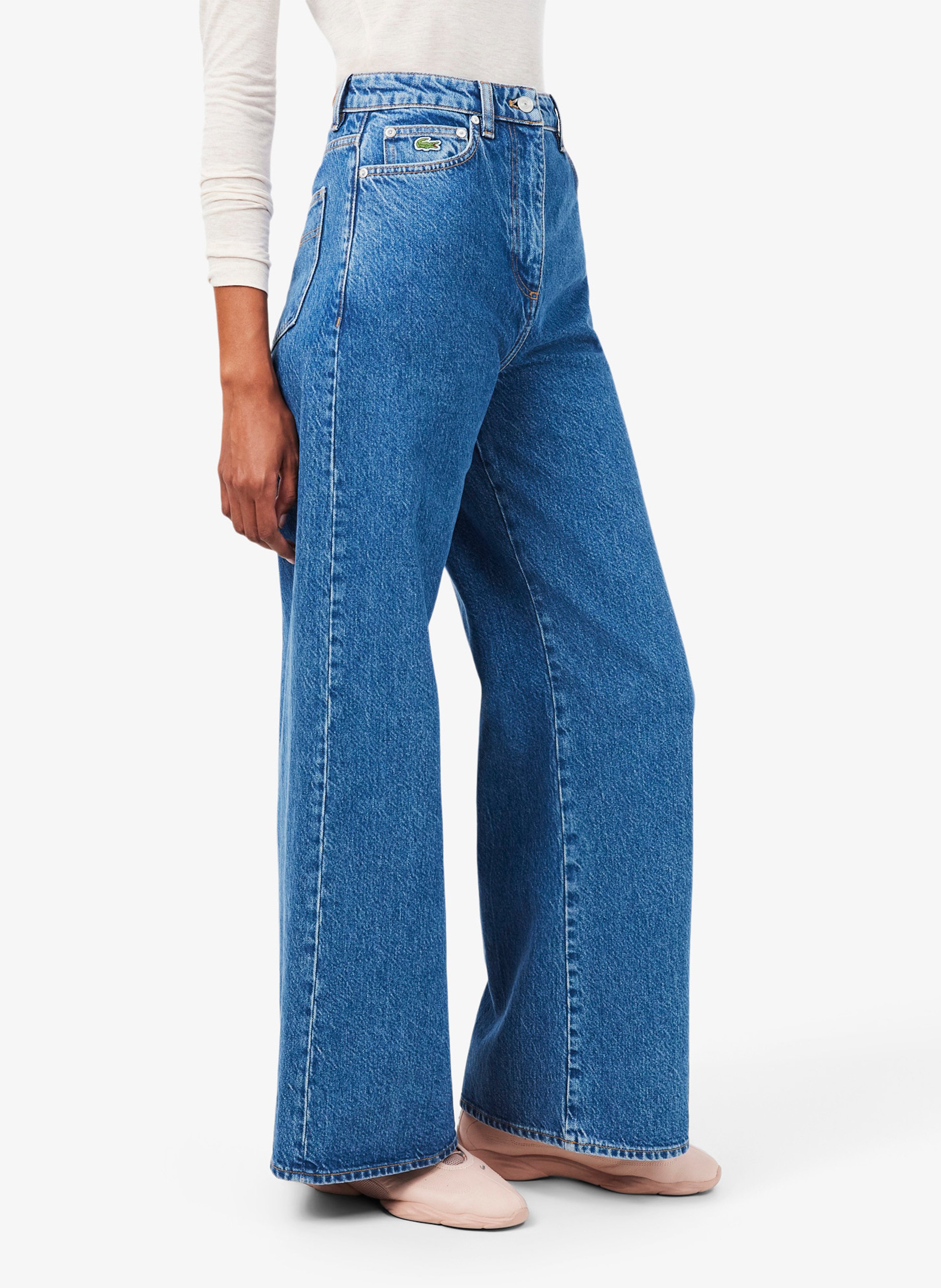 Weite High Waist Jeans aus Baumwolle LACOSTE Blau