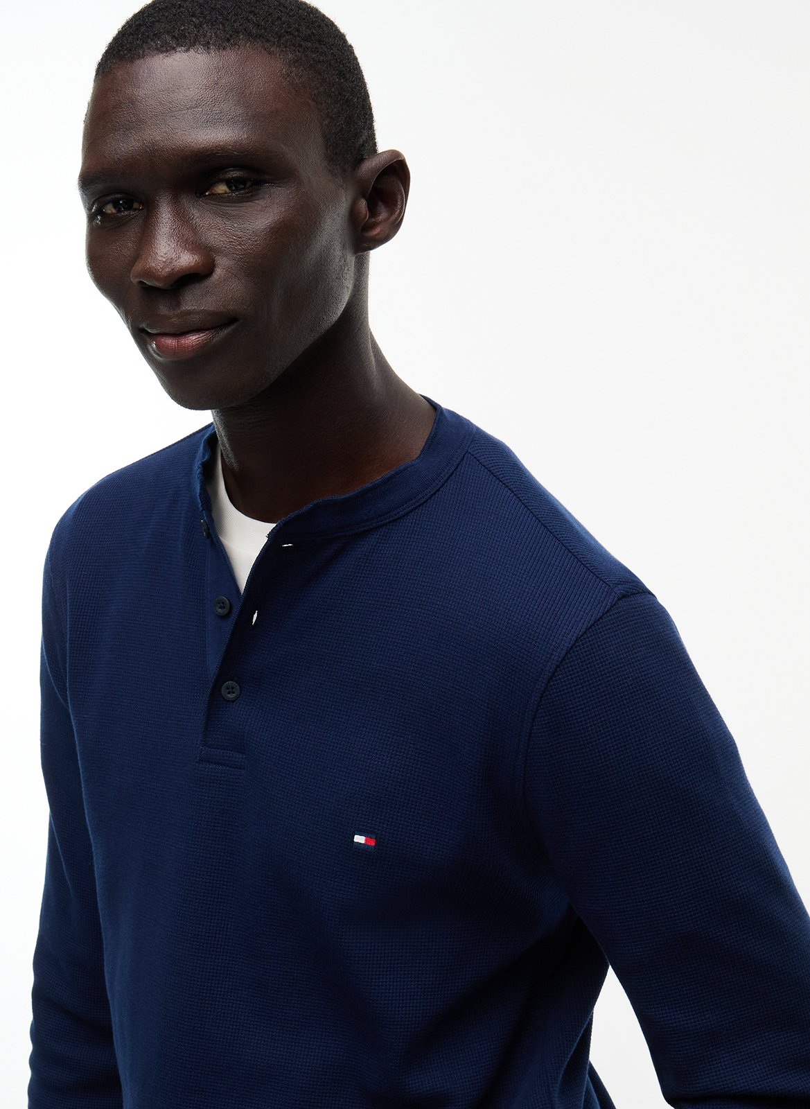 Tee-shirt col rond droit uni TOMMY HILFIGER Bleu