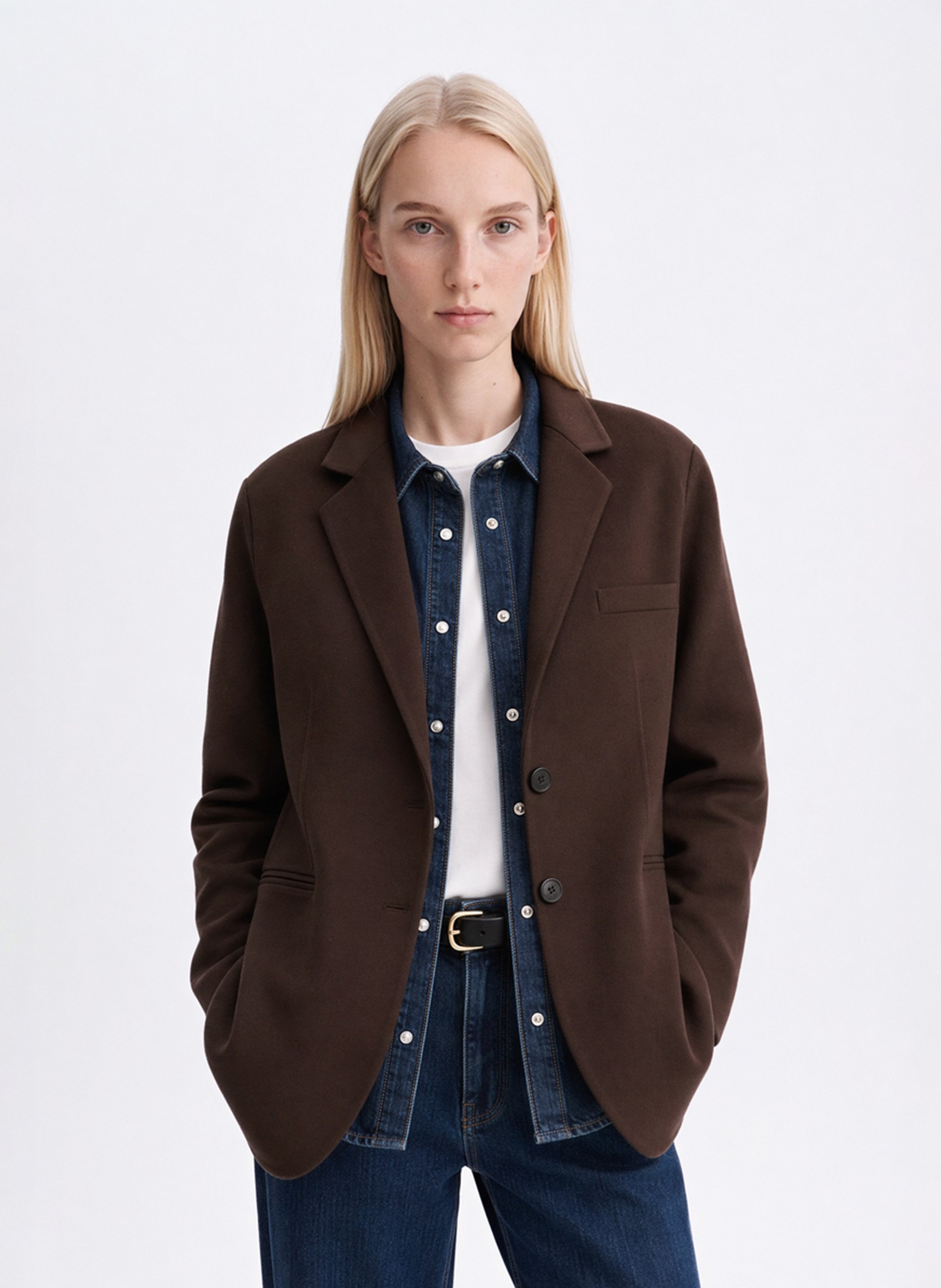 Wool-blend jacket with tailored collar VANESSA BRUNO Brown