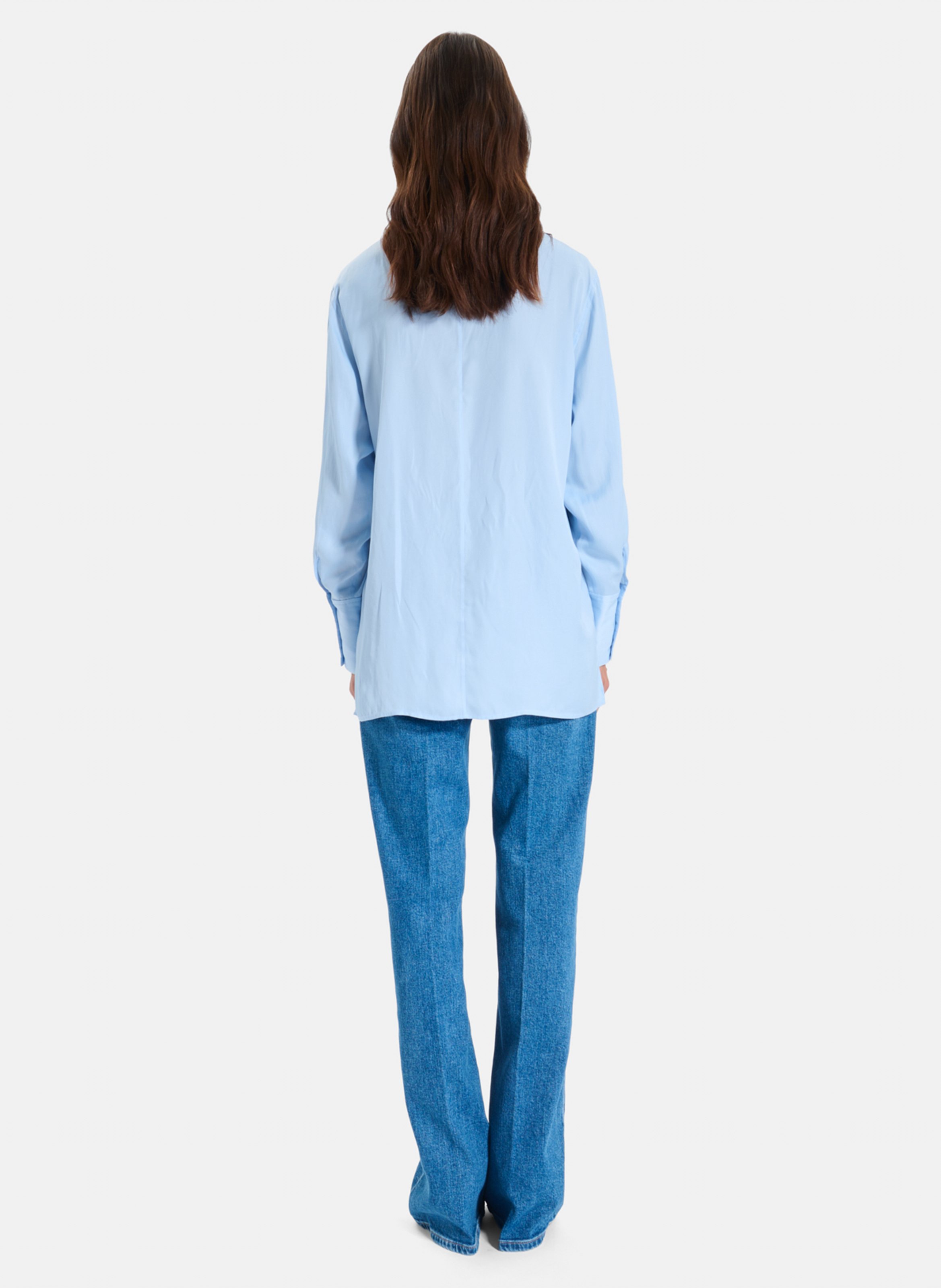 Chemise col montant boutonné unie | Bleu ZAPA Femme