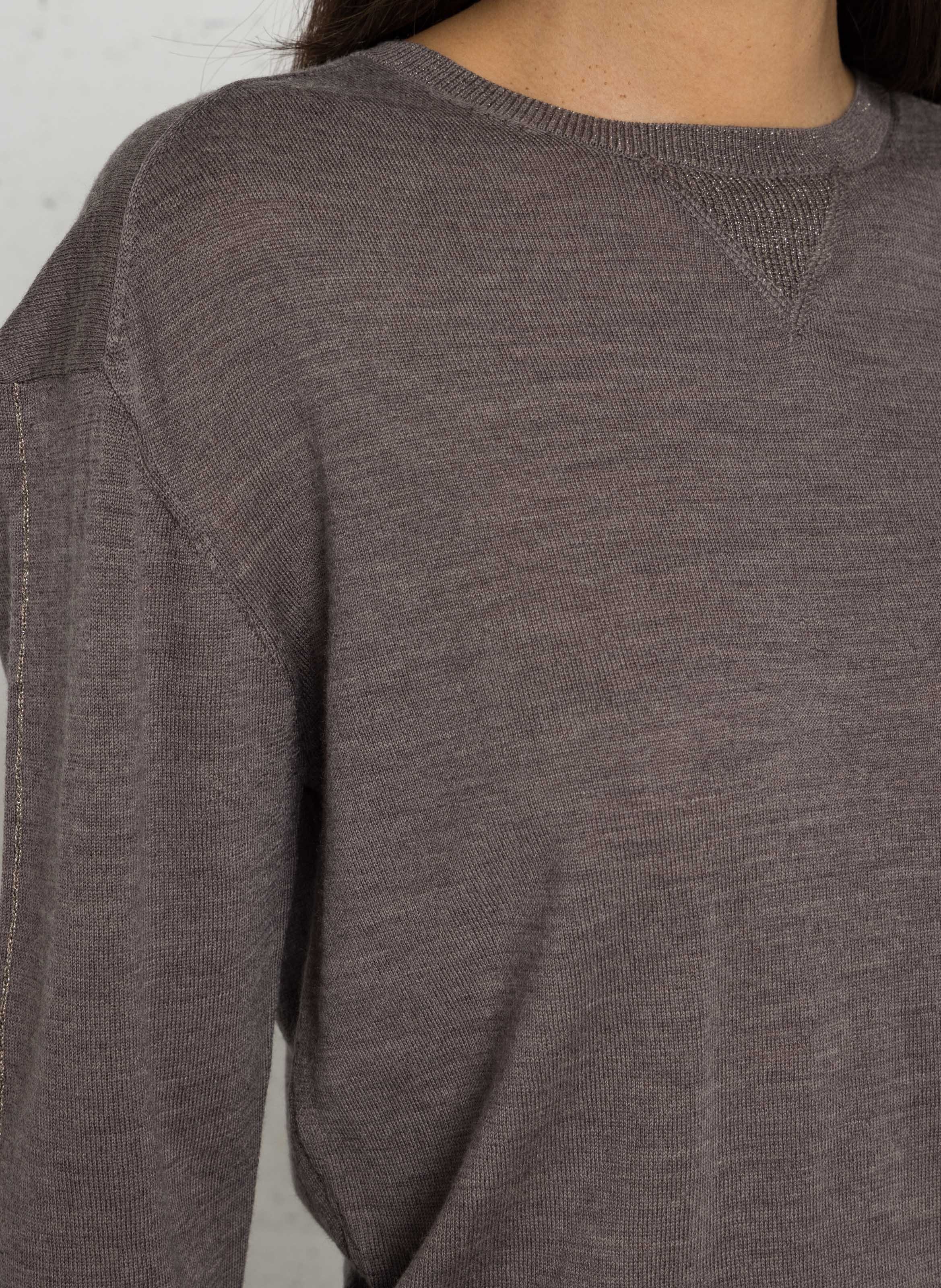 Pull droit col rond en laine IKKS Marron