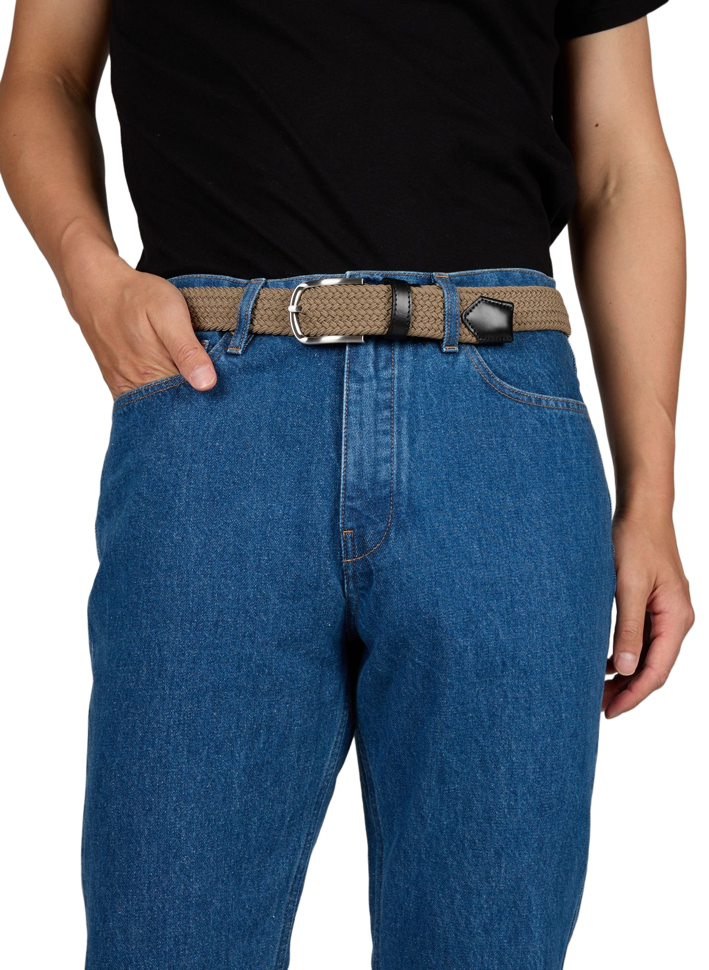 Wide braided textile belt AU PRINTEMPS PARIS Brown