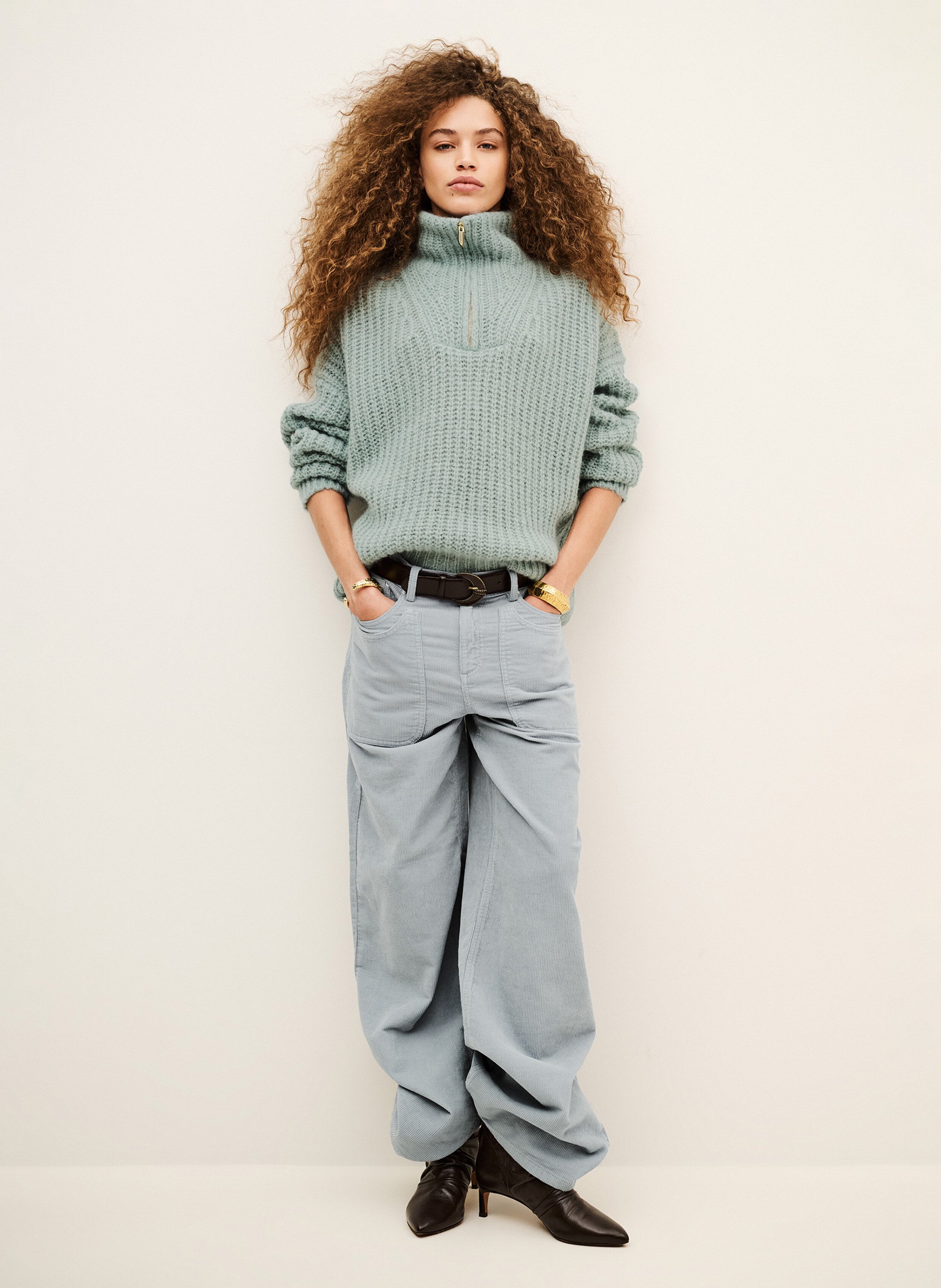 Trui met schipperskraag van wolmix | Blauw BA&SH Dames