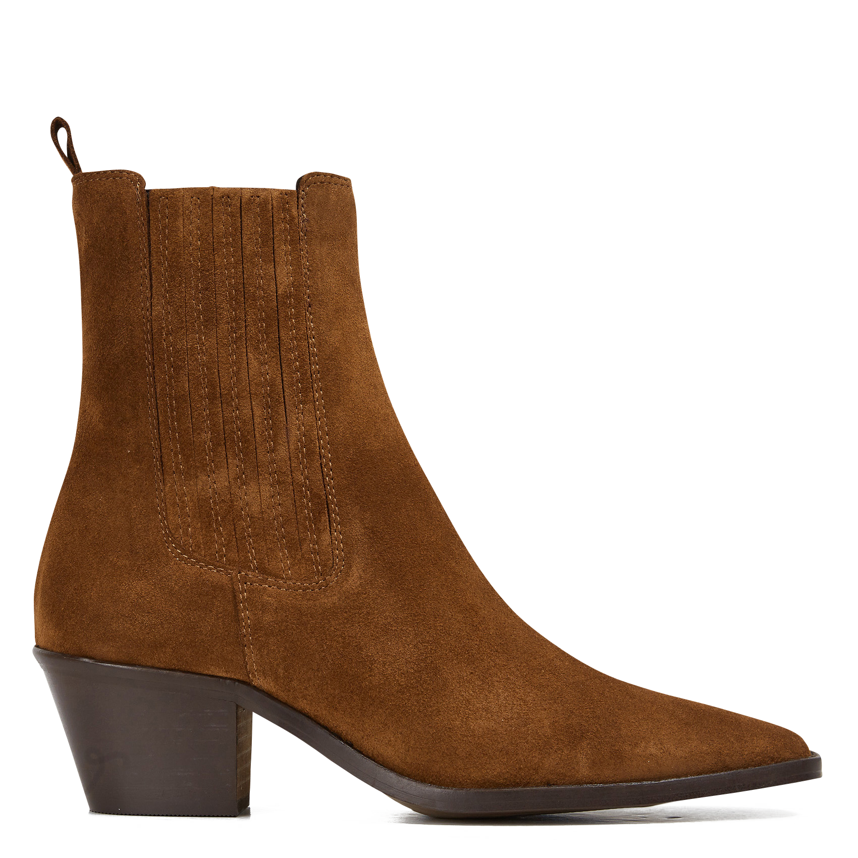 Bottines western talons mi-hauts en cuir velours JONAK Marron