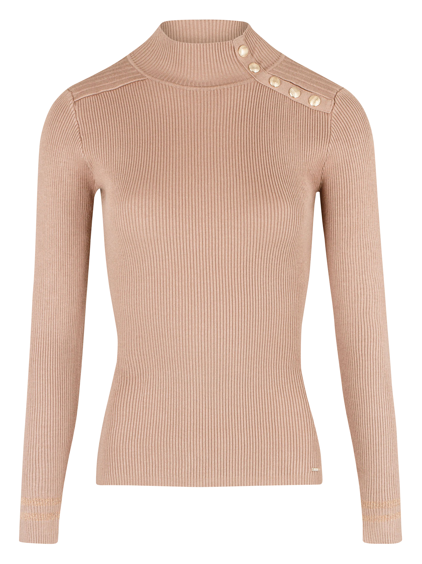 Pullover aus Strick-Mix mit Stehkragen Braun