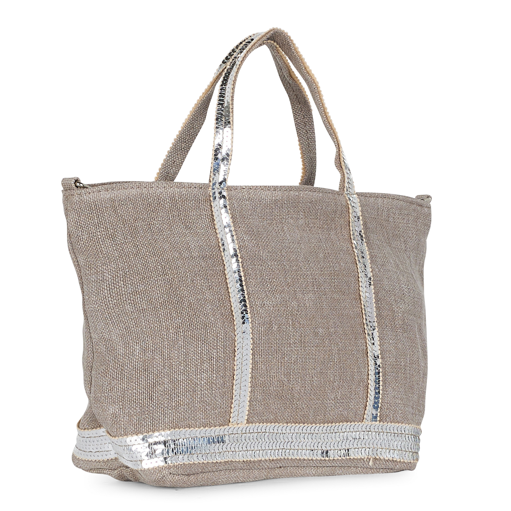 Sequined linen tote bag VANESSA BRUNO Grey