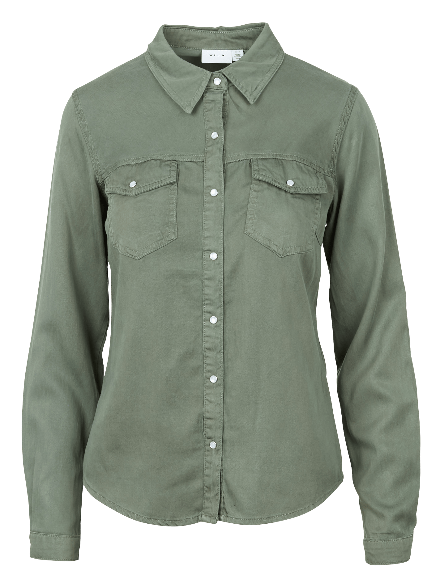 Buttoned denim shirt with classic collar VILA Green
