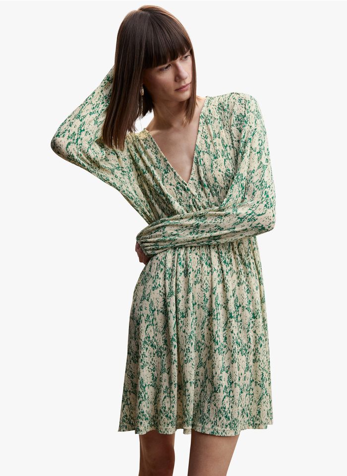 constante Privilegiado lona Vestido Corto Con Textura Y Estampado Vert Mango - Mujer | Place des  Tendances