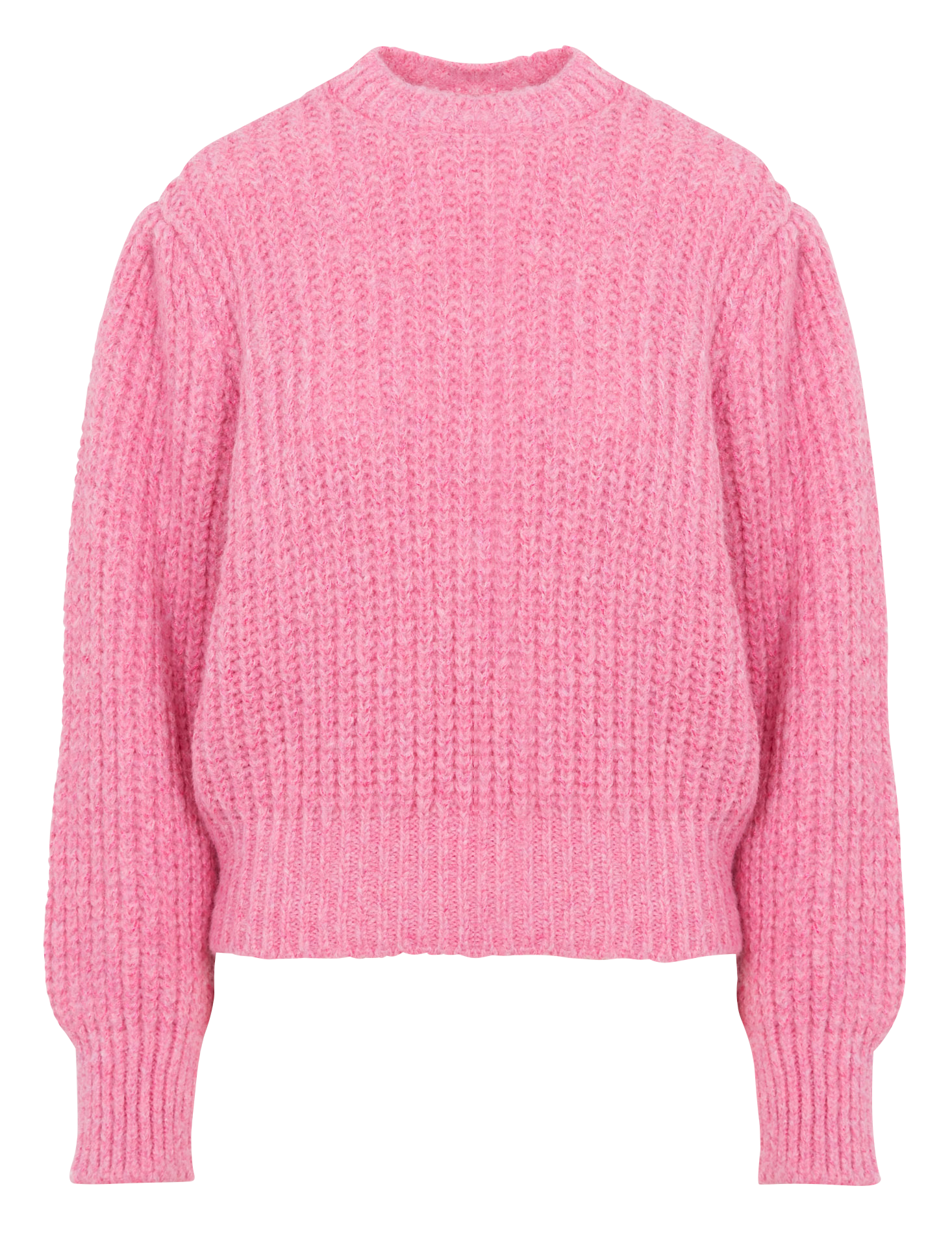 Gebreide trui met ronde hals | materiaalblend THE NEW SOCIETY Roze