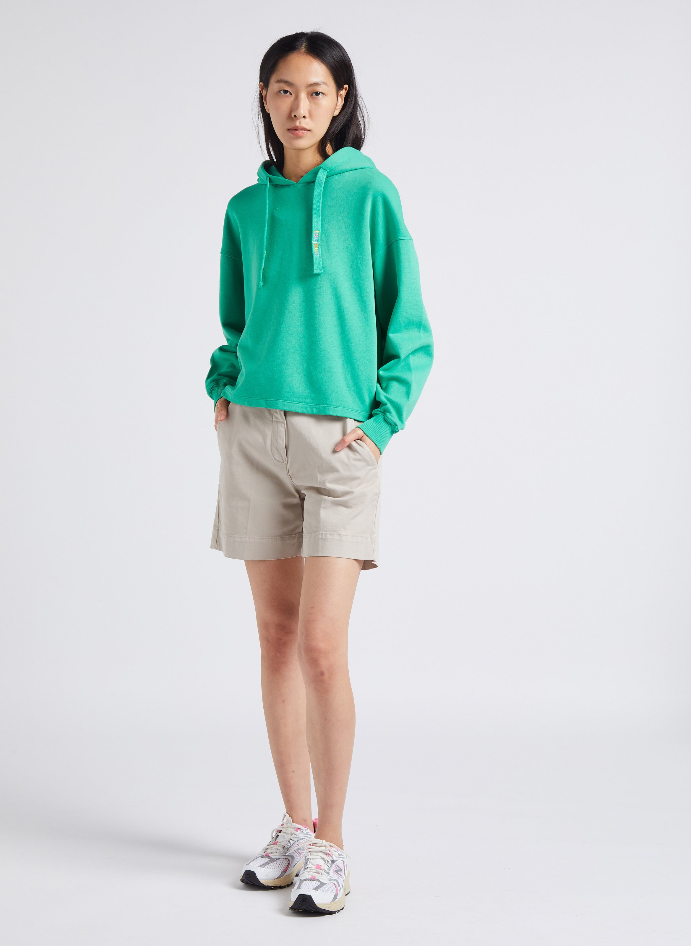 Sweat ample à capuche brodé en coton mélangé MAISON LABICHE Vert