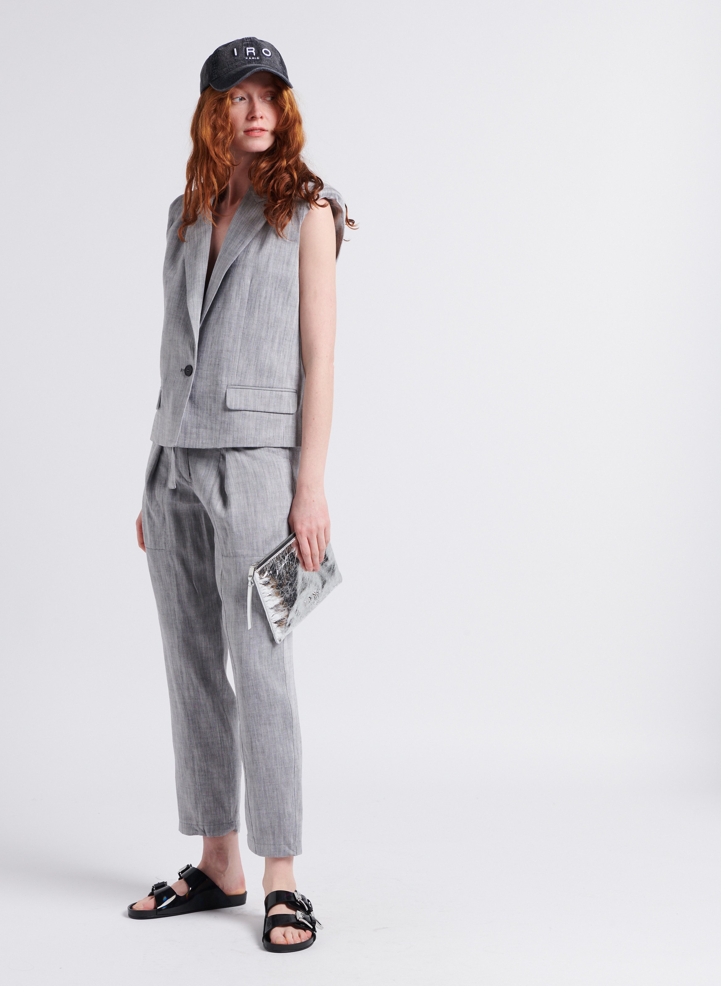 Platte, leren sandalen IRO Zwart