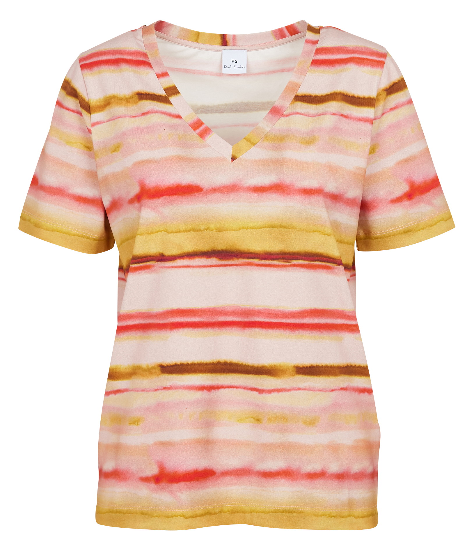 Printed cotton-blend V-neck T-shirt PAUL SMITH Pink