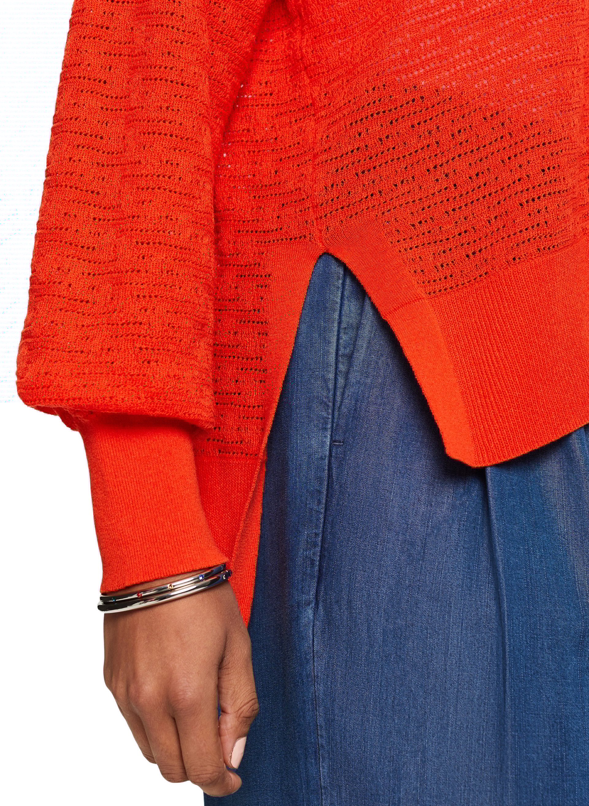 Pull col V en maille ESPRIT Orange