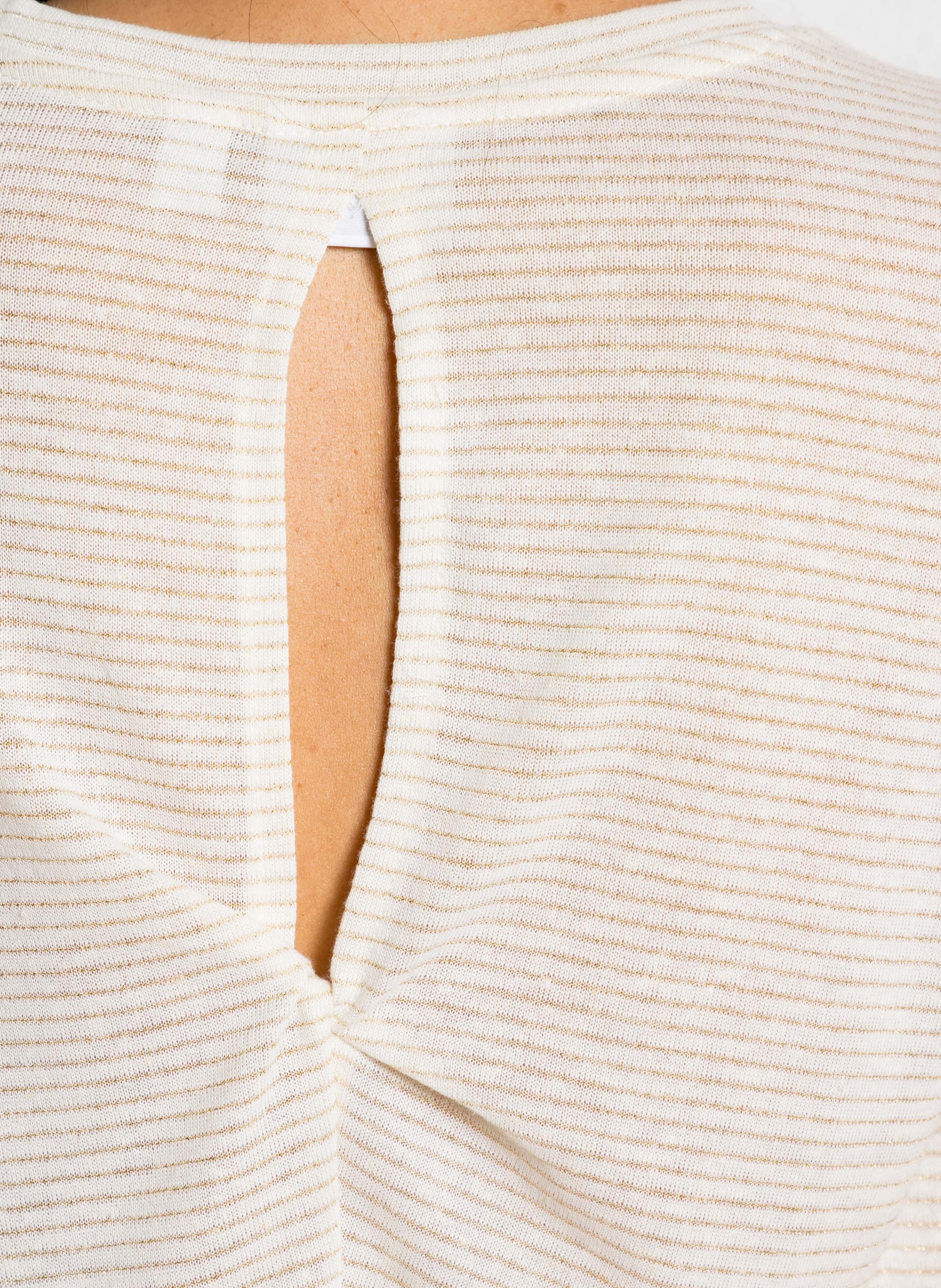 Striped straight t-shirt VILA Beige