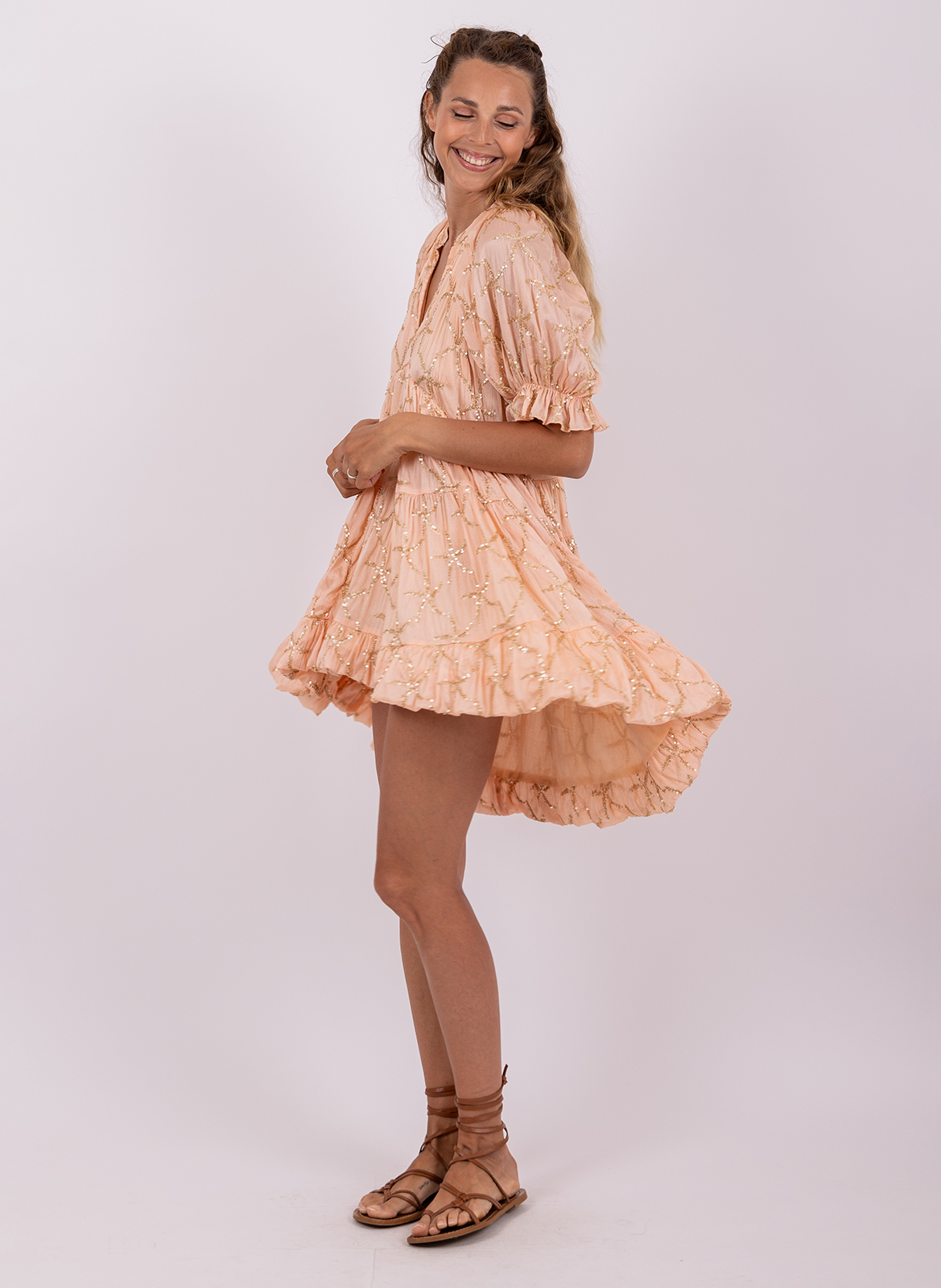 Robe asymétrique courte col V SUNDRESS Orange