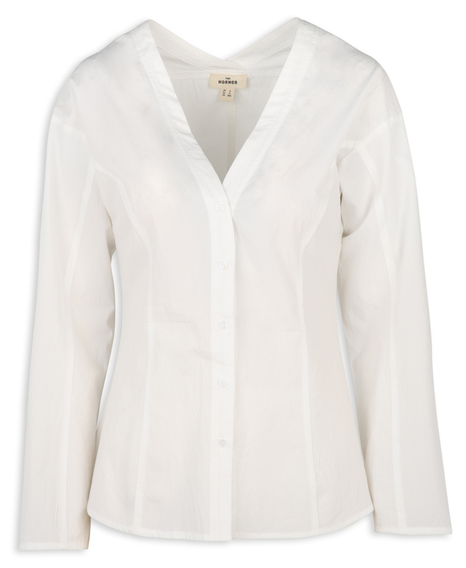 Camisa entallada con cuello en v Blanc The korner Mujer Place