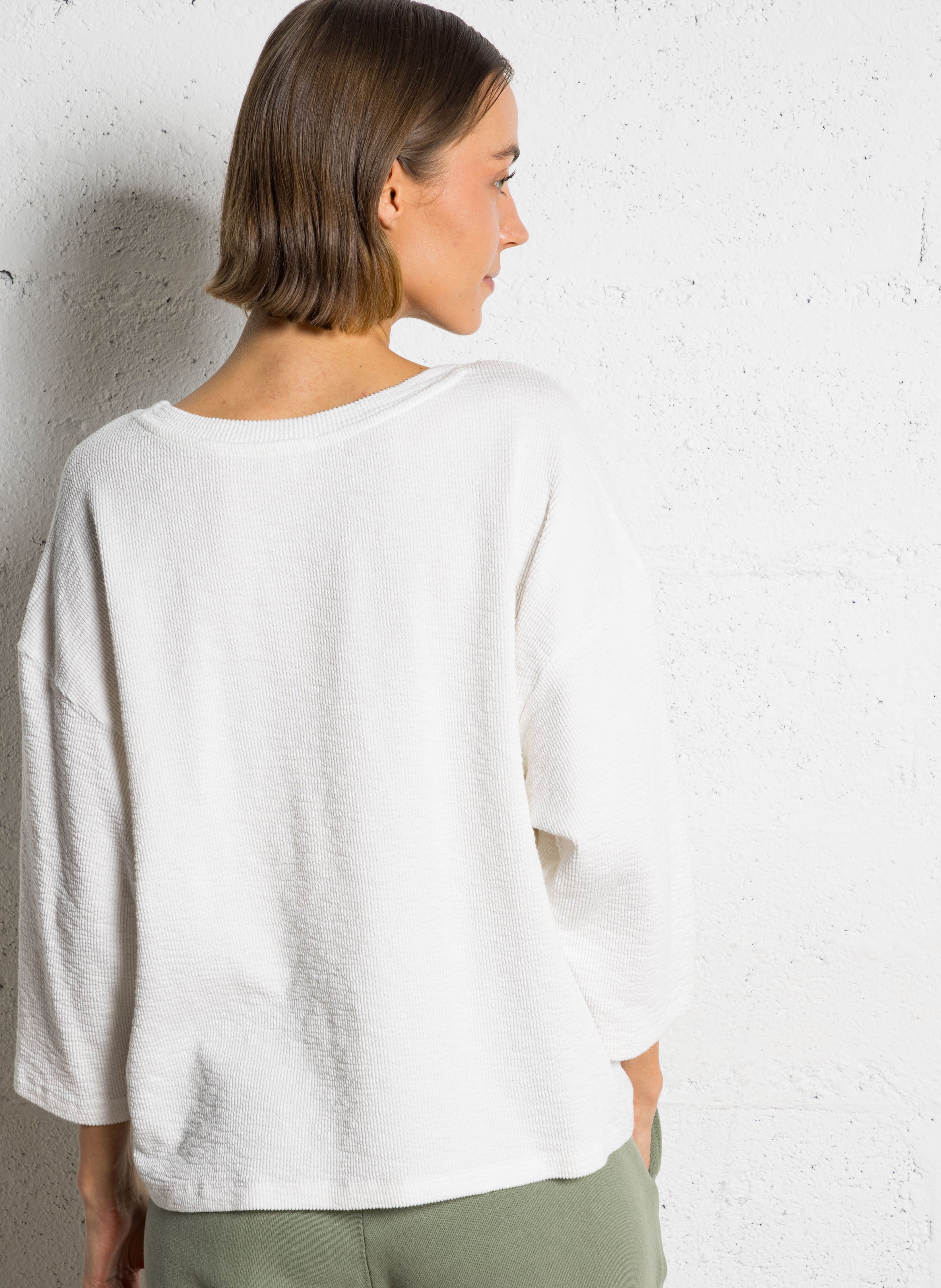 Tee-shirt ample manches 7/8ème AMERICAN VINTAGE Blanc