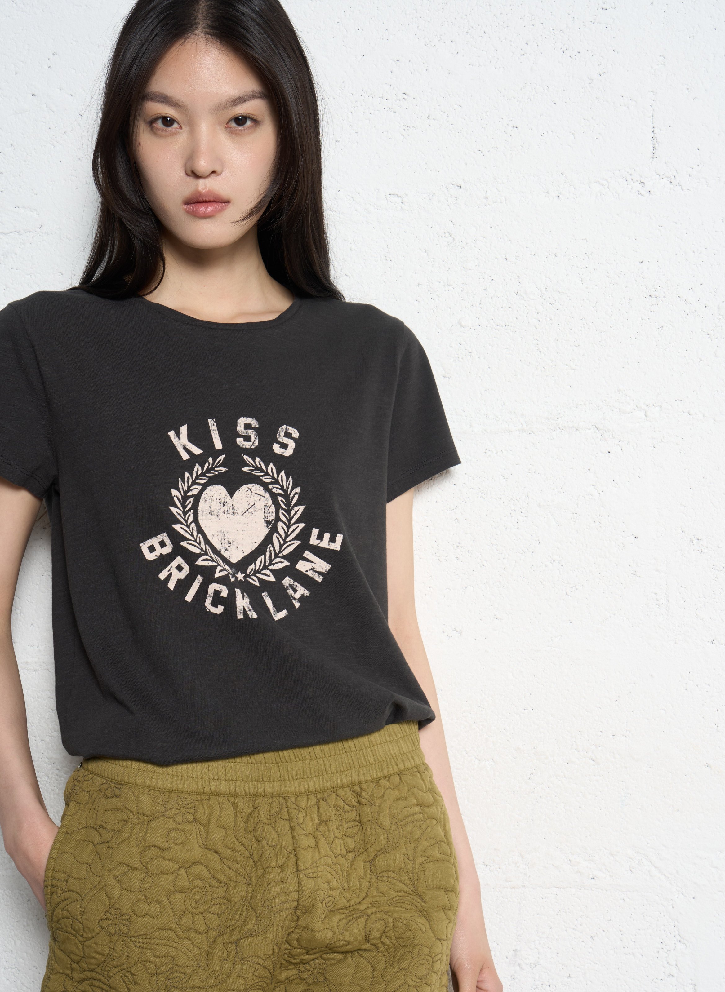 Tee-shirt col rond en coton IKKS Gris