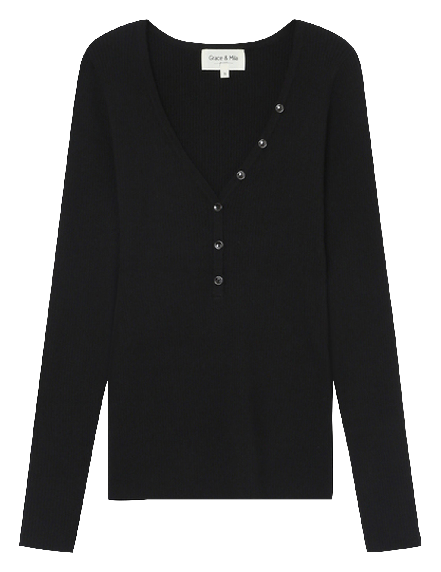 Deep-V two-tone sweater GRACE ET MILA Black