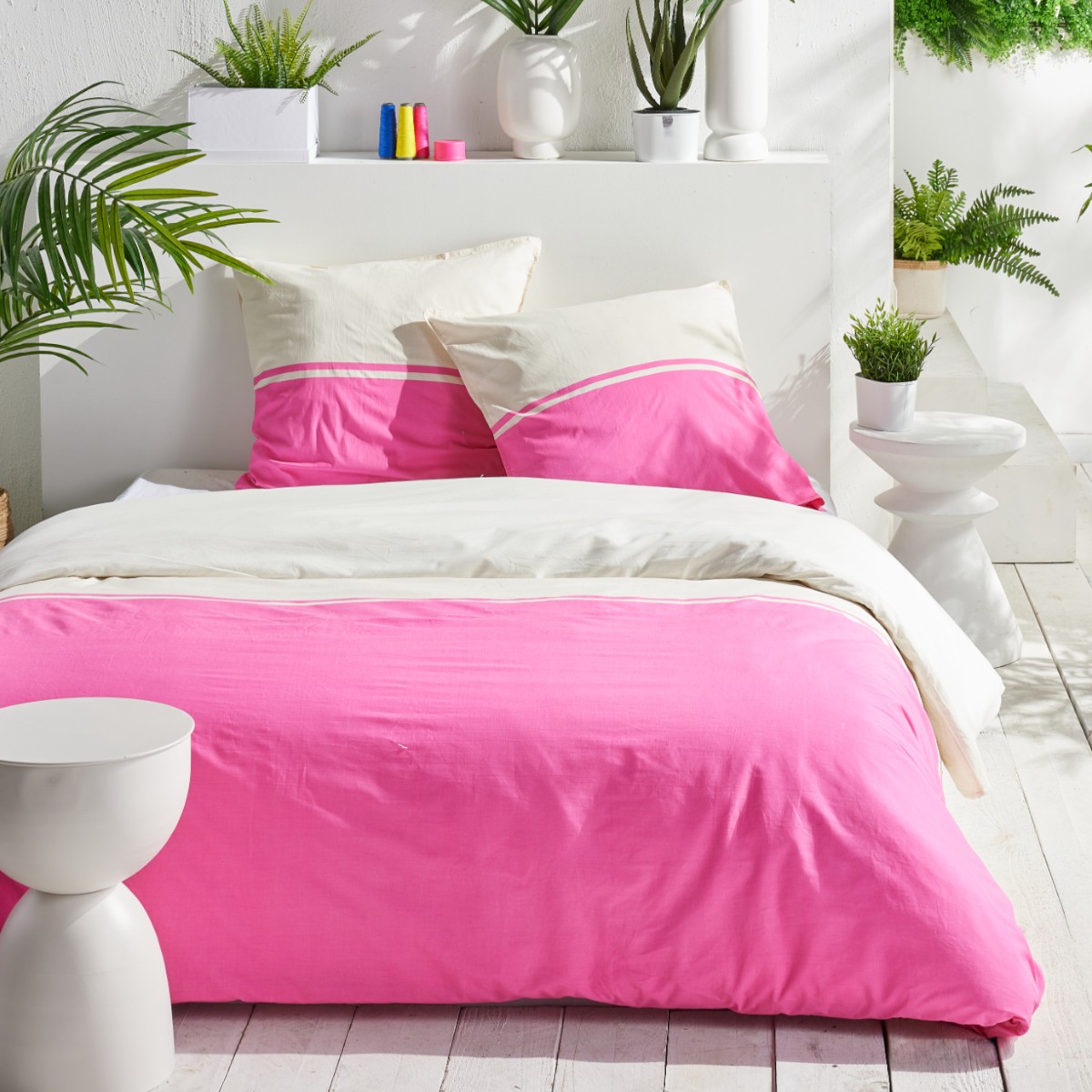 Two-tone cotton bedding TODAY LINGE DE MAISON Pink