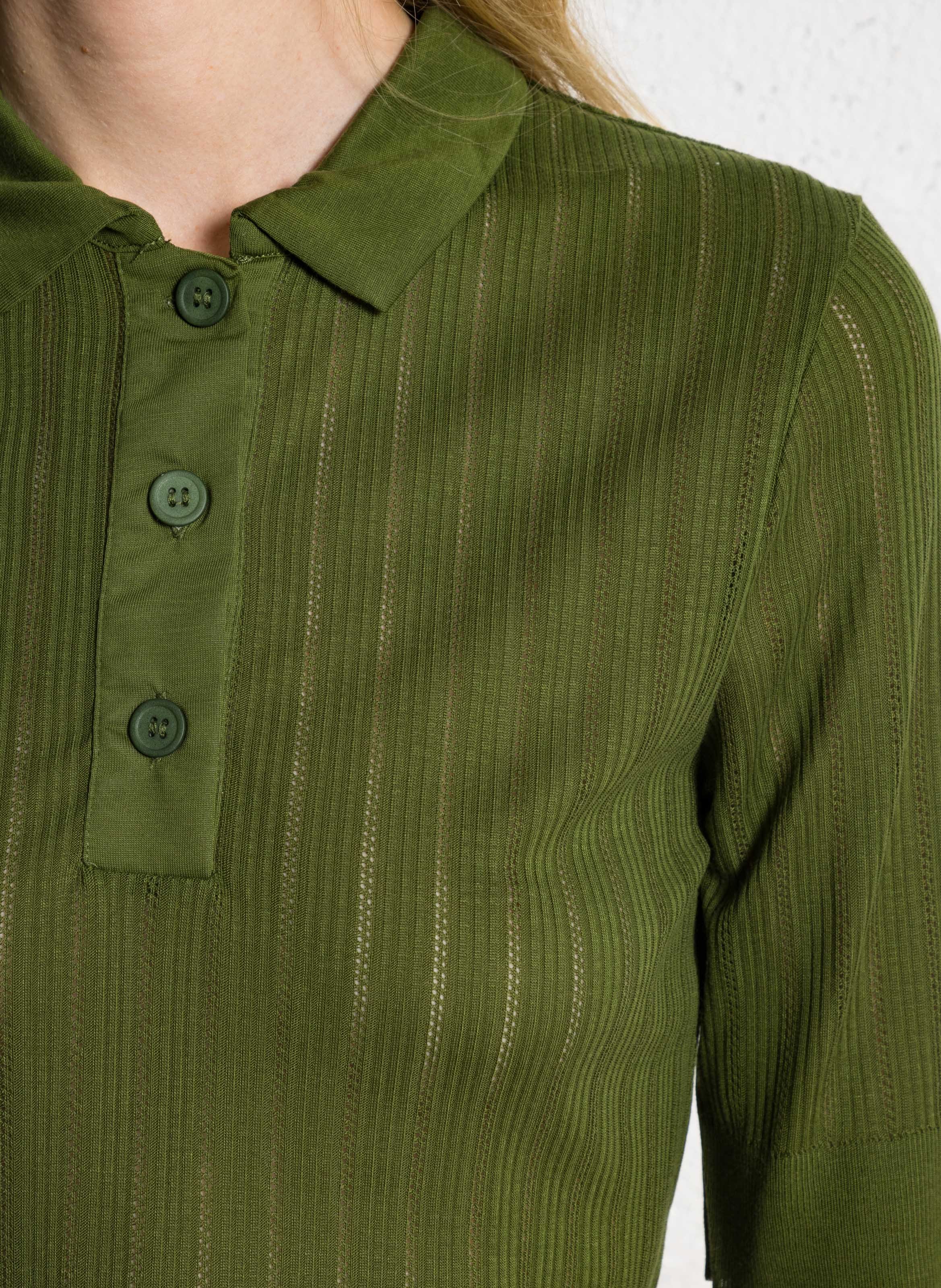 Ribbed short sleeve polo MAJESTIC FILATURES Green