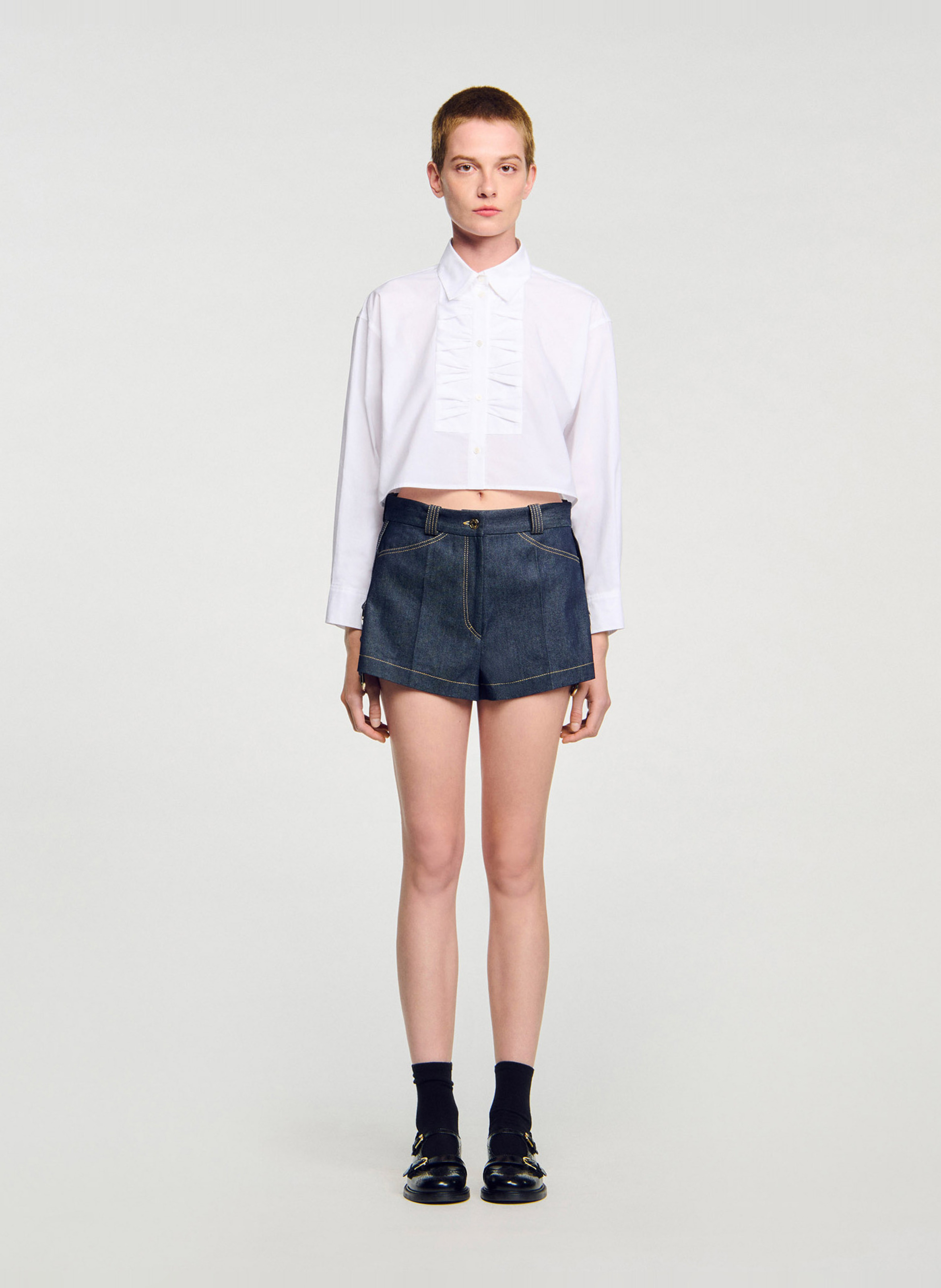 Short en denim SANDRO Bleu