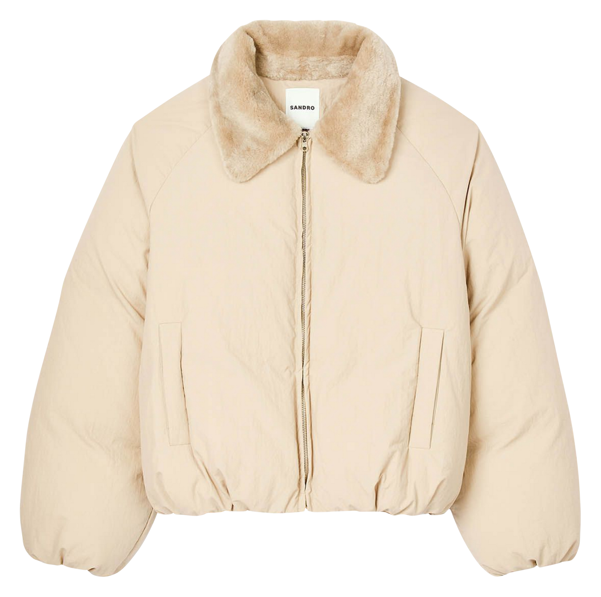 Oversized gewatteerde jas met klassieke kraag SANDRO Beige