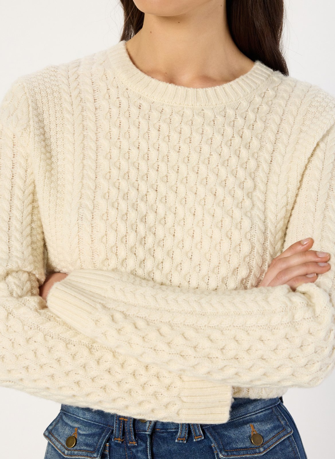 Effen trui van wolmix met lange mouwen en kant GERARD DAREL Beige