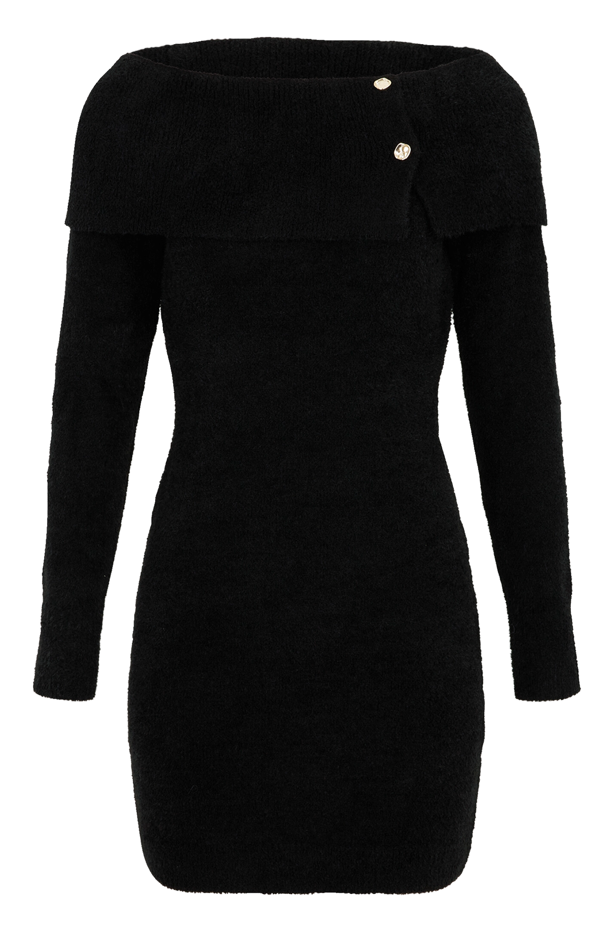 Korte jurk met bardot-hals in tricot MORGAN Zwart