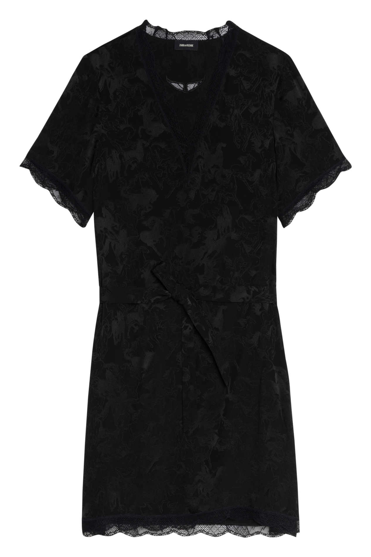 Robe courte col V en soie ZADIG&VOLTAIRE Noir
