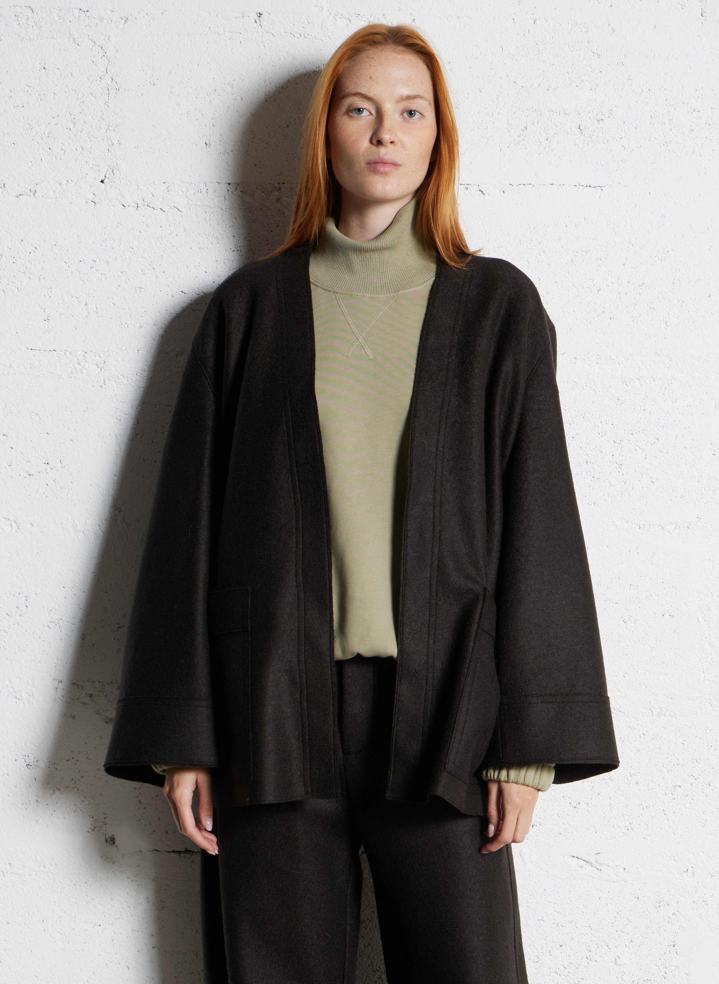 Virgin wool kimono SOEUR Green