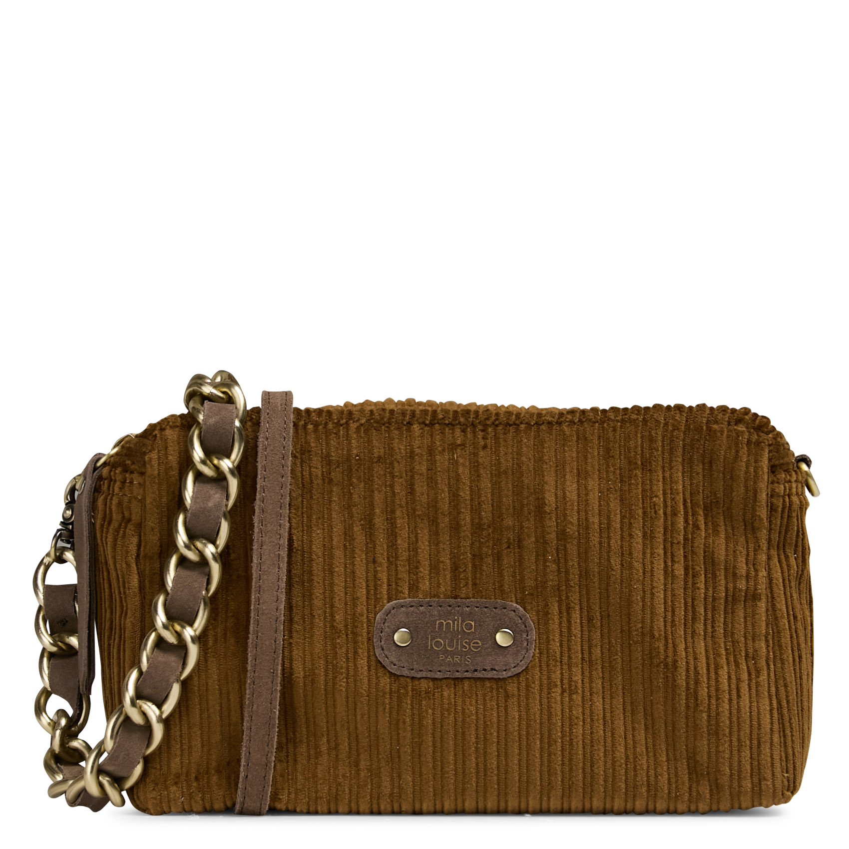 Schoudertas van geribbeld suèdeleer MILA LOUISE