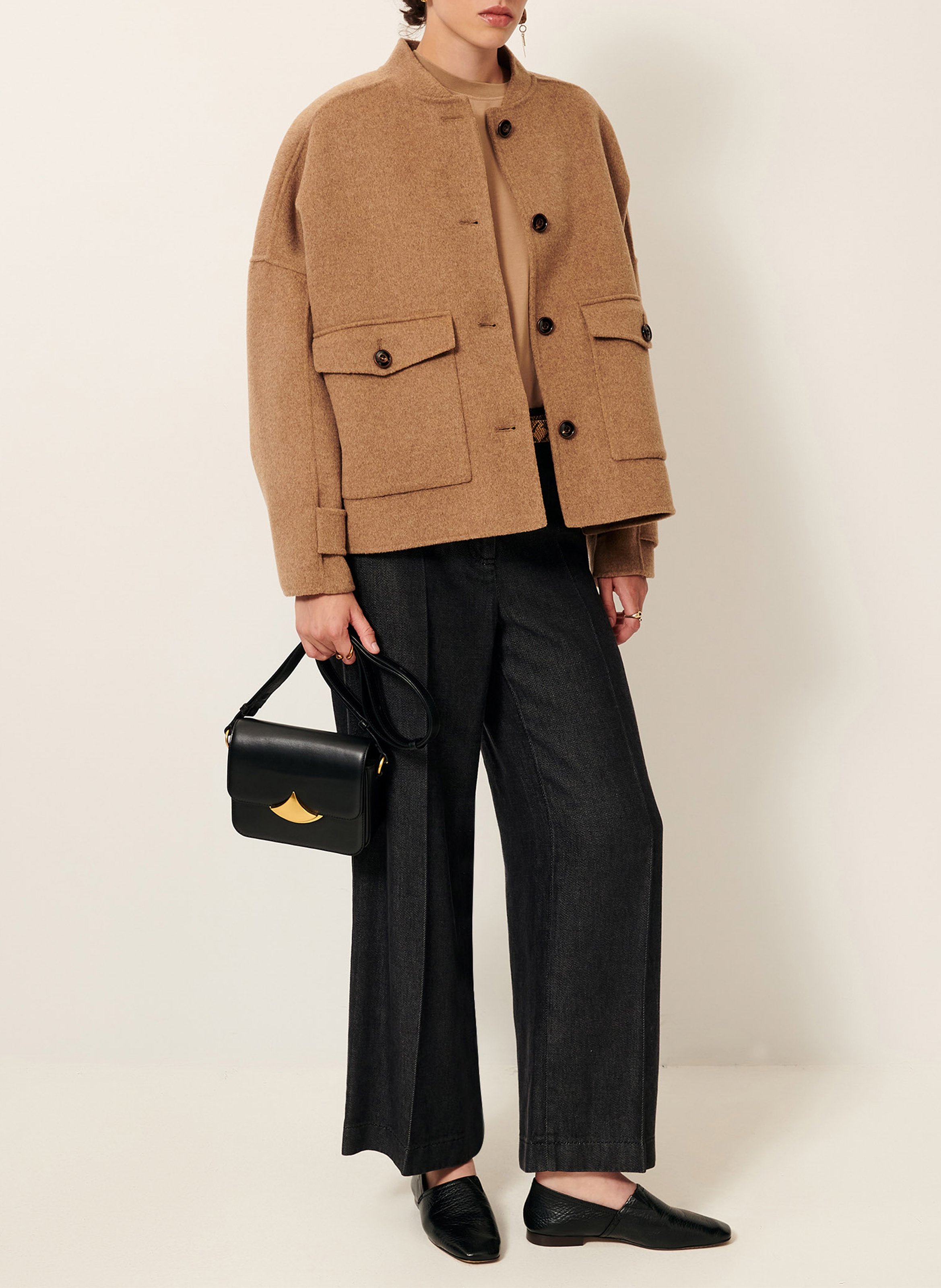 Straight wool mix jacket SESSUN Beige