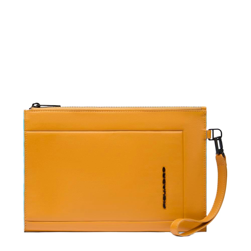 Men's leather clutch with compartment and removable handle PIQUADRO