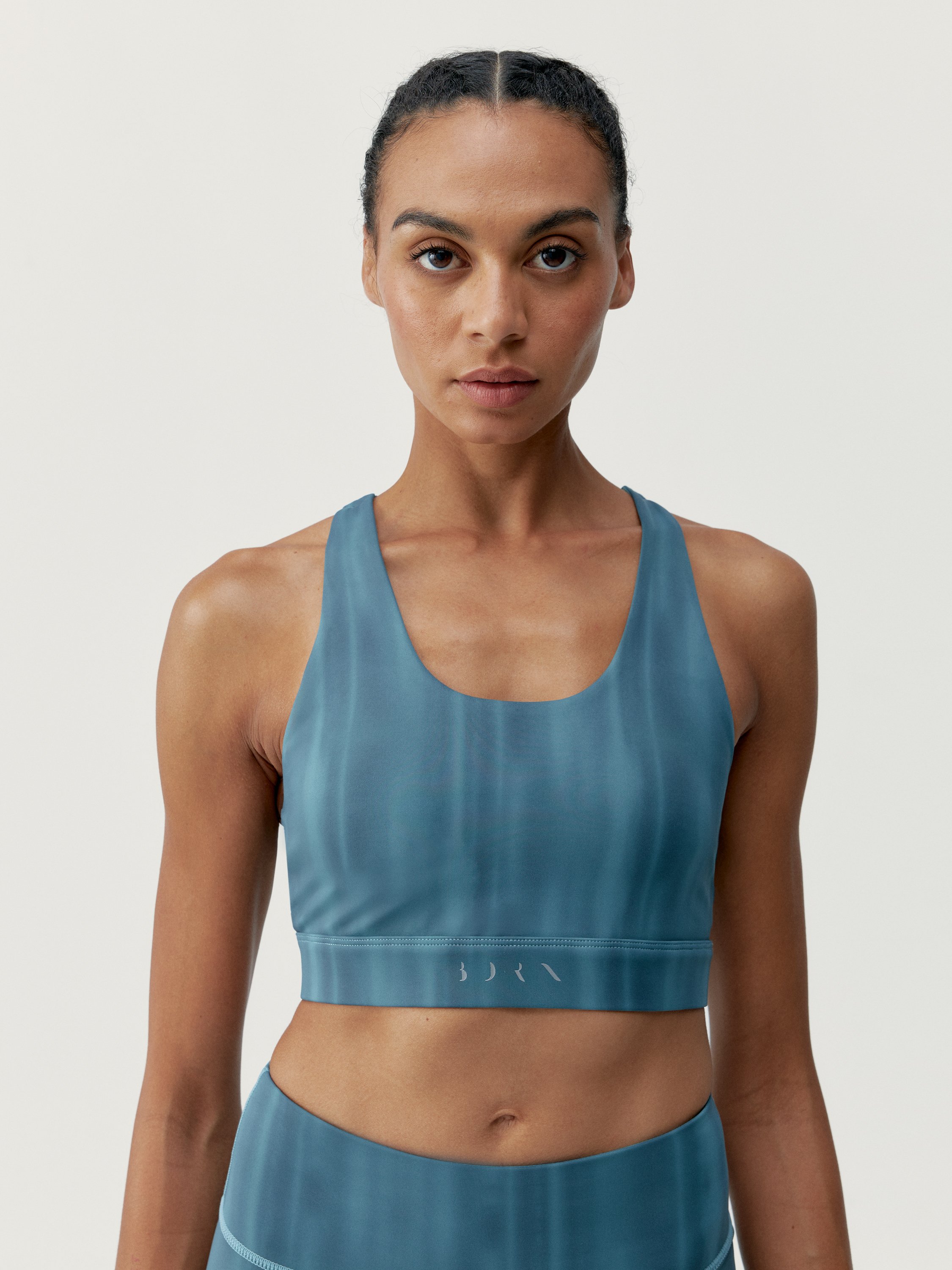 Sports bra medium support white BORN LIVING YOGA Blue