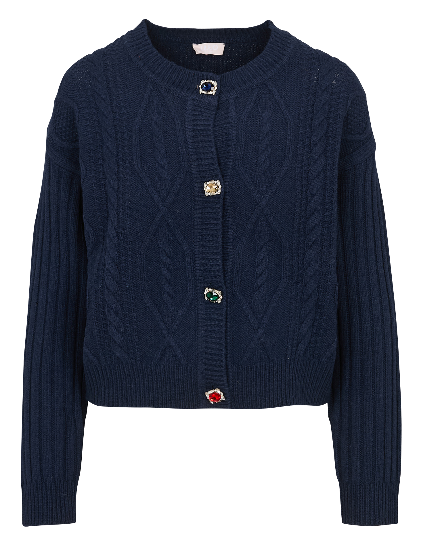 Gilet oversize col rond en laine mélangée LIU JO Bleu