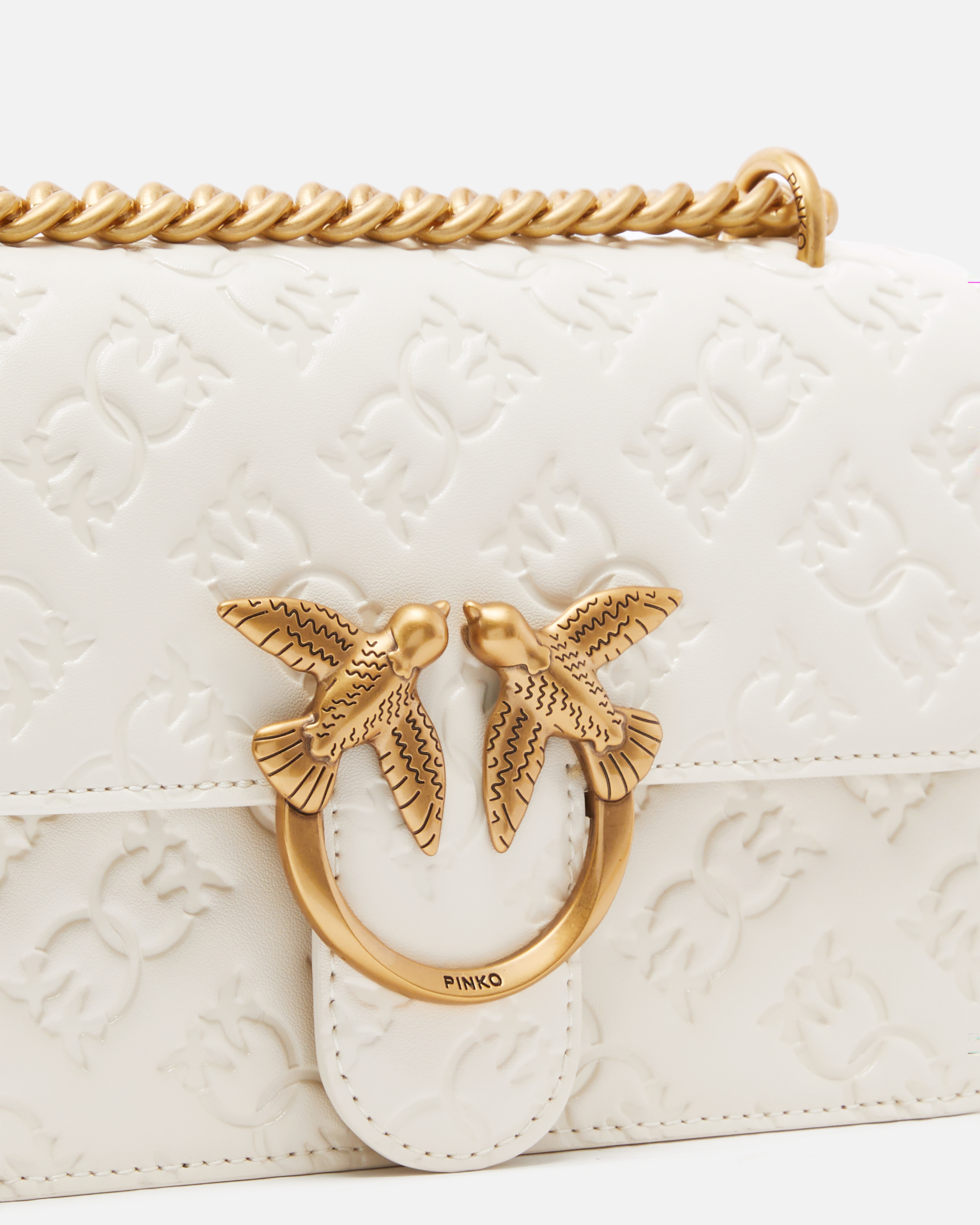 Mini shoulder bag with embossed logo love bag PINKO White