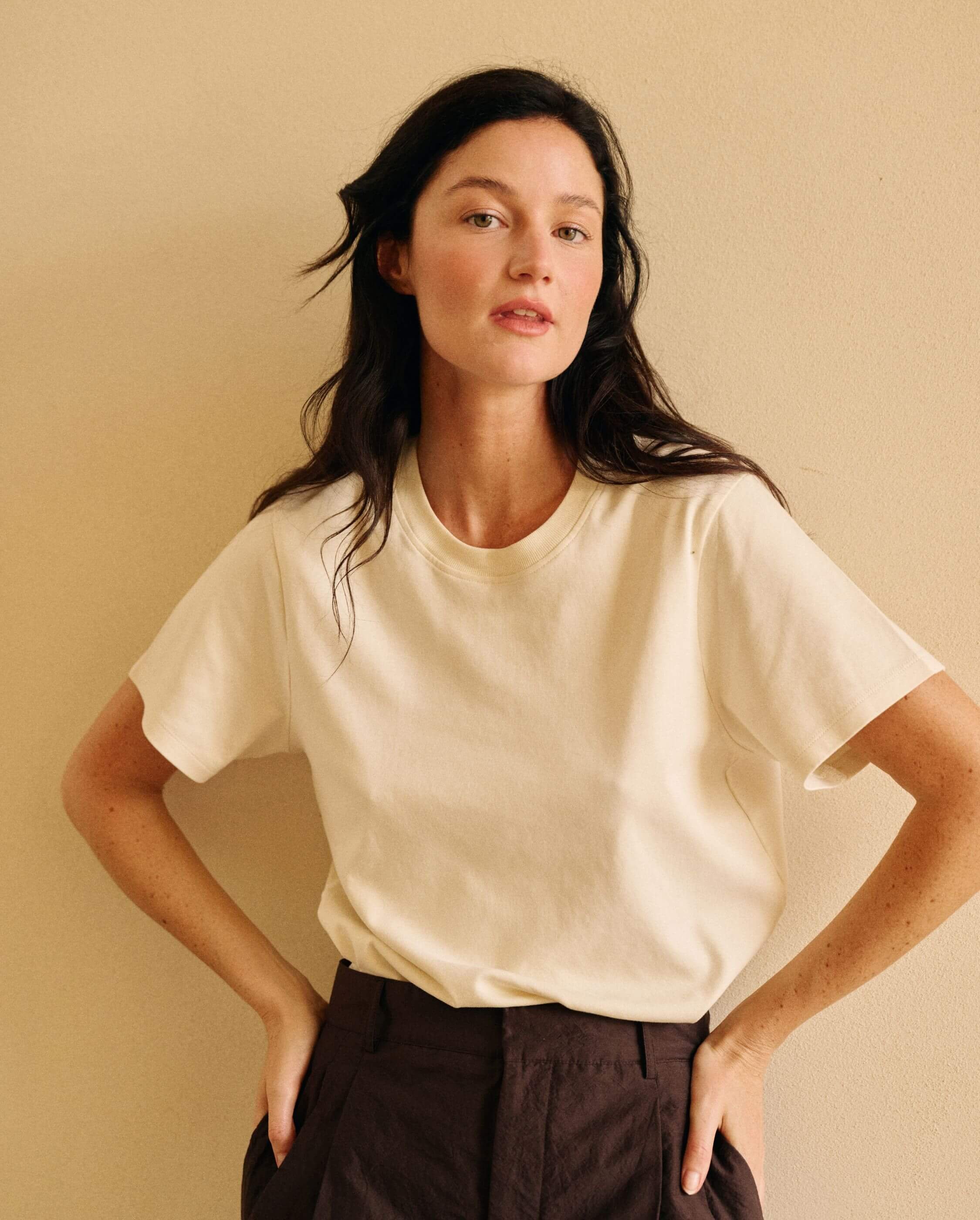 Women's organic cotton t-shirt, light beige ANGARDE Beige