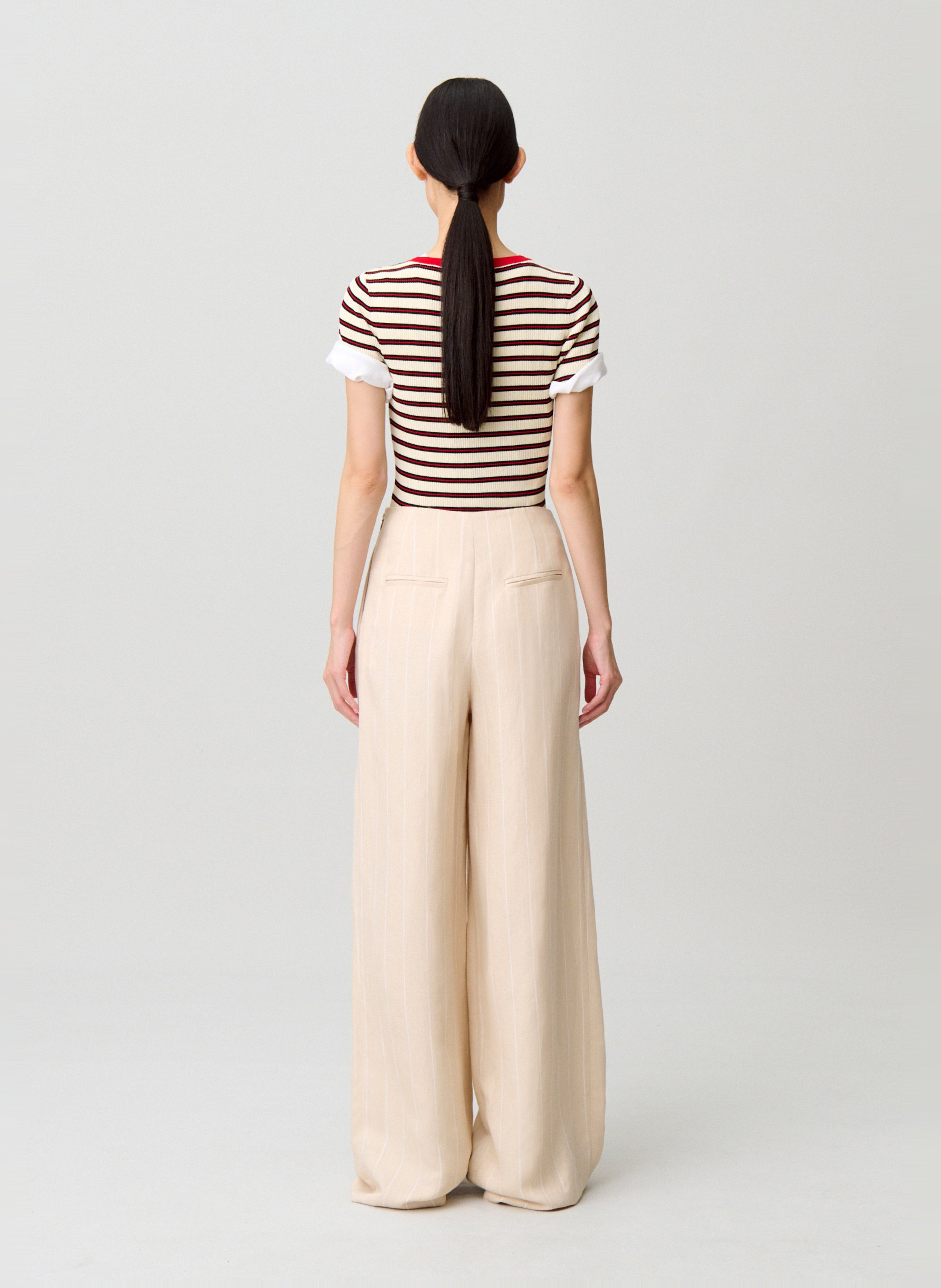 Pantalon large à rayures CLAUDIE PIERLOT Beige