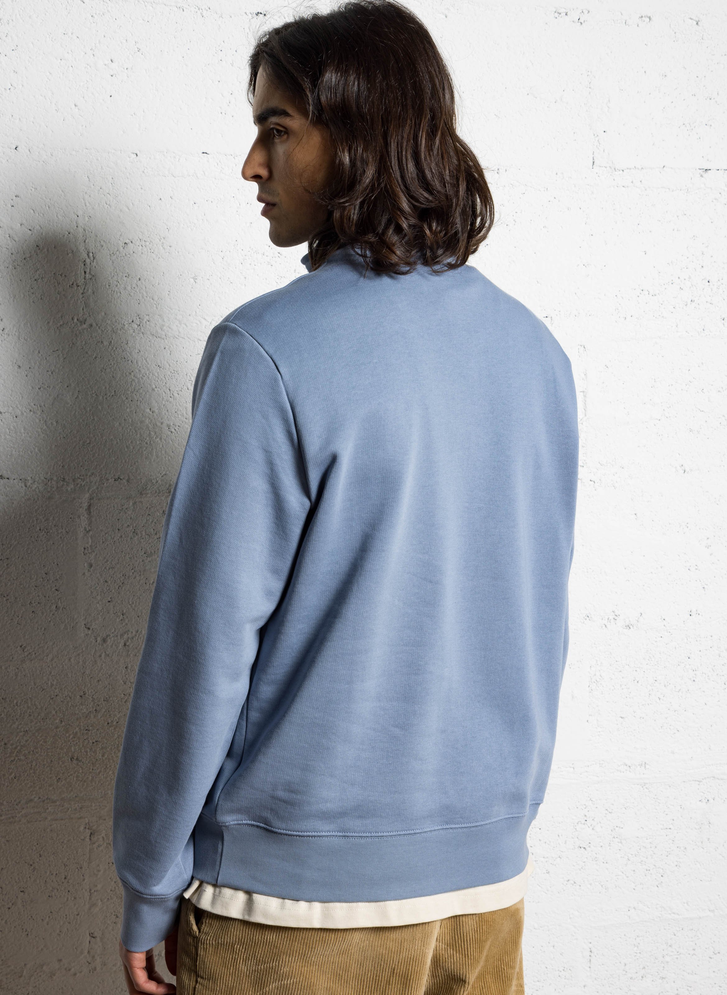 Straight sweatshirt with high collar, zip closure, and embroidery PAUL SMITH Blue