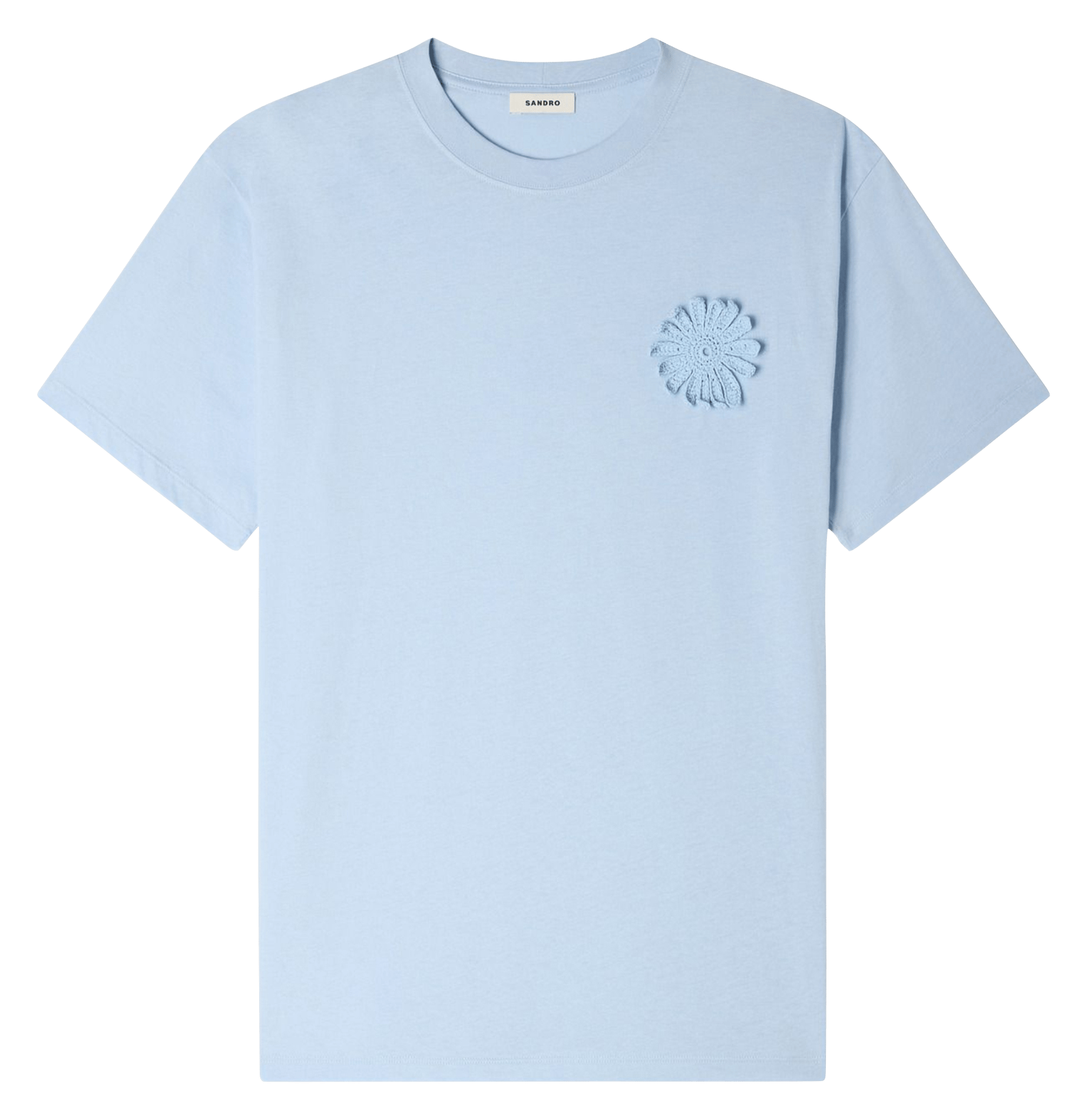 Tee-shirt droit col rond en coton SANDRO Bleu
