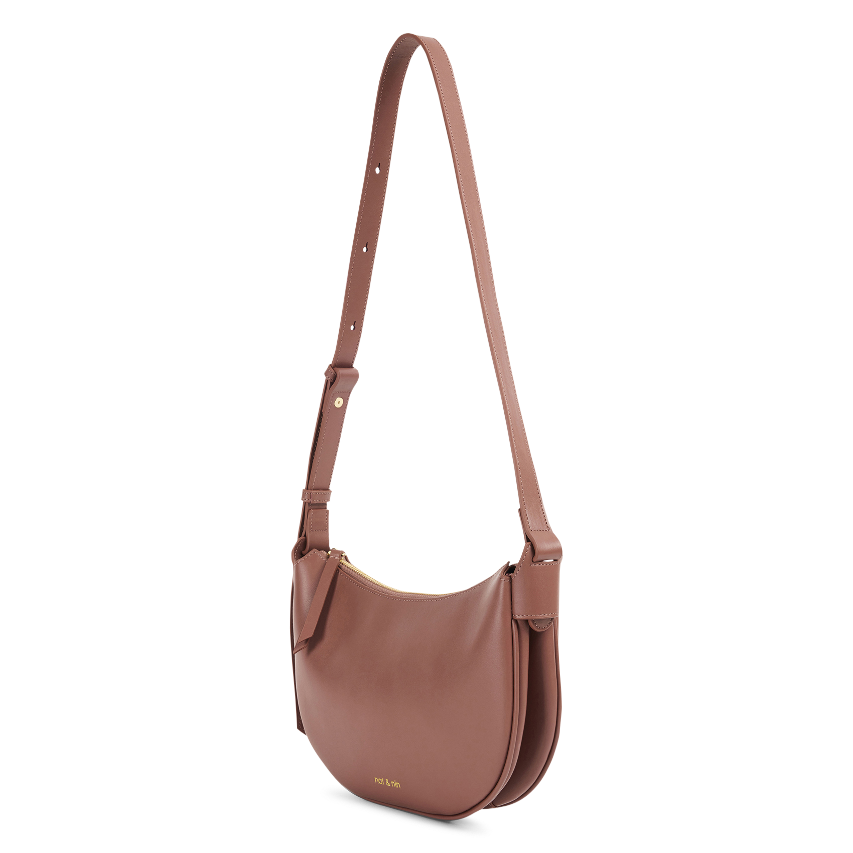 Halfronde leren draagtas NAT & NIN Roze