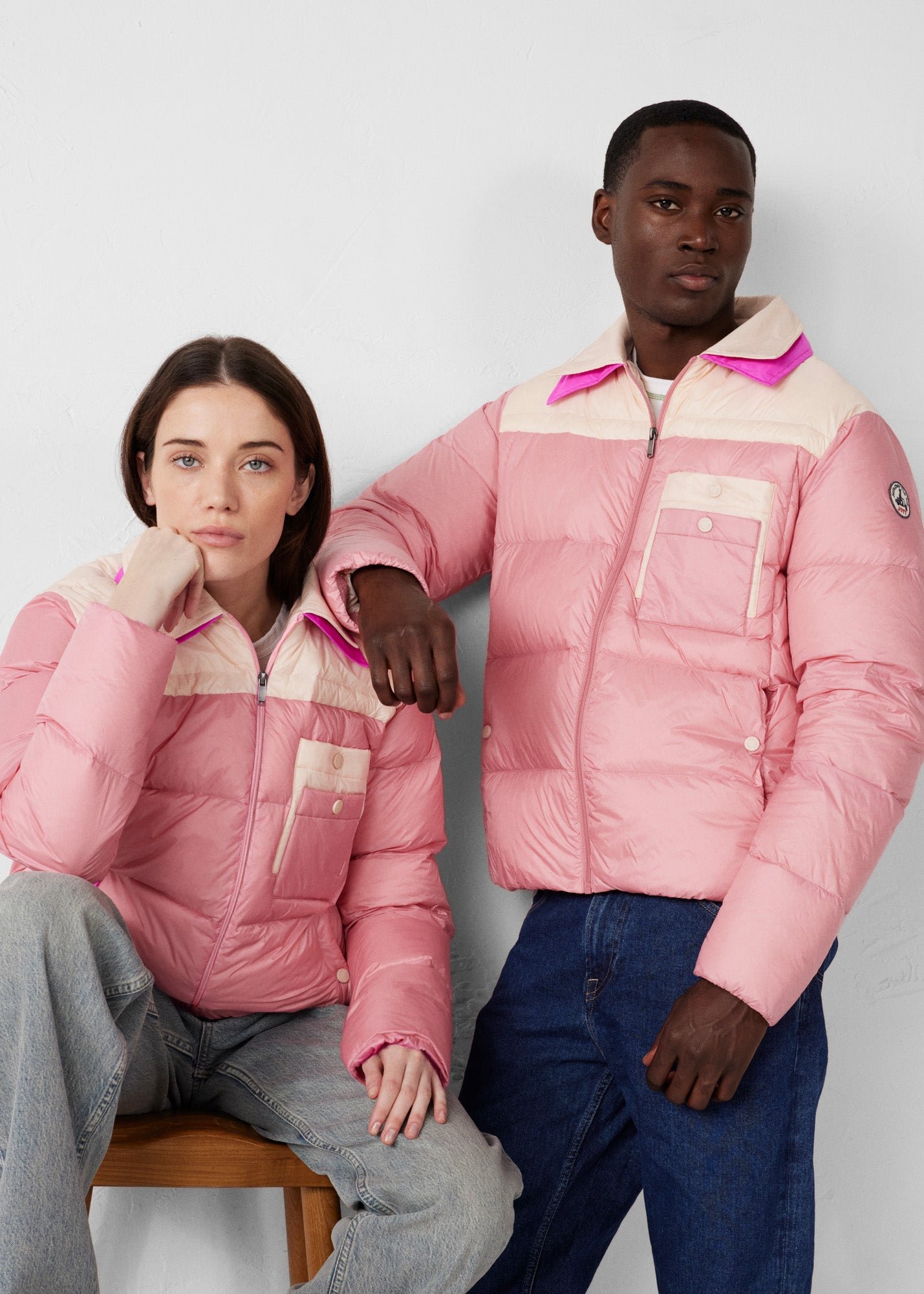 Two-tone unisex puffer jacket JOTT Pink