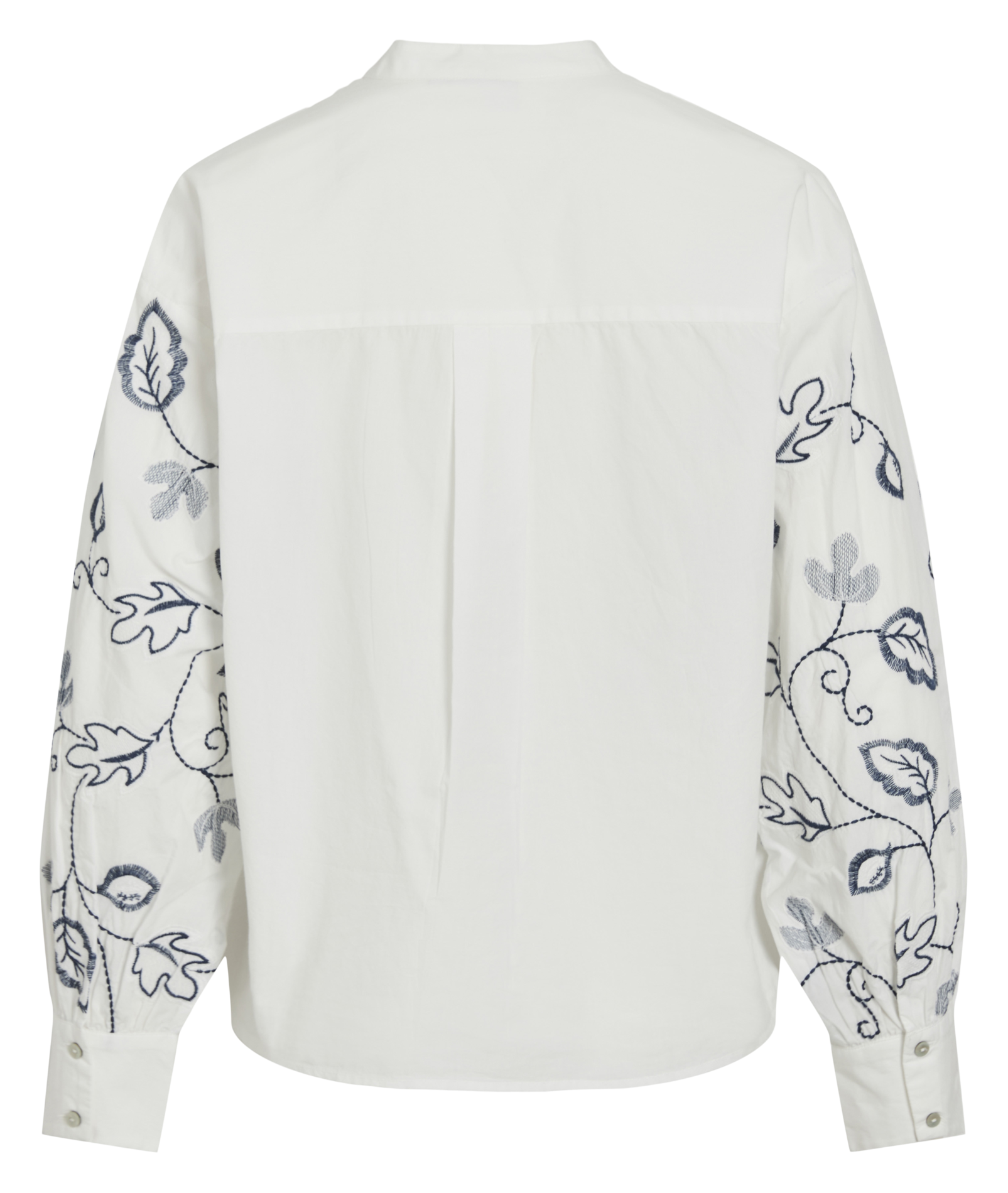 Chemise oversize col mao en coton brodé VILA Beige