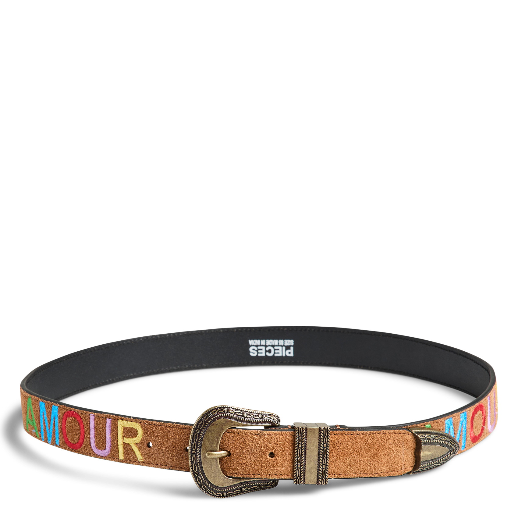 - Gespsluiting. - Breedte: 3 cm.  PIECES Bruin