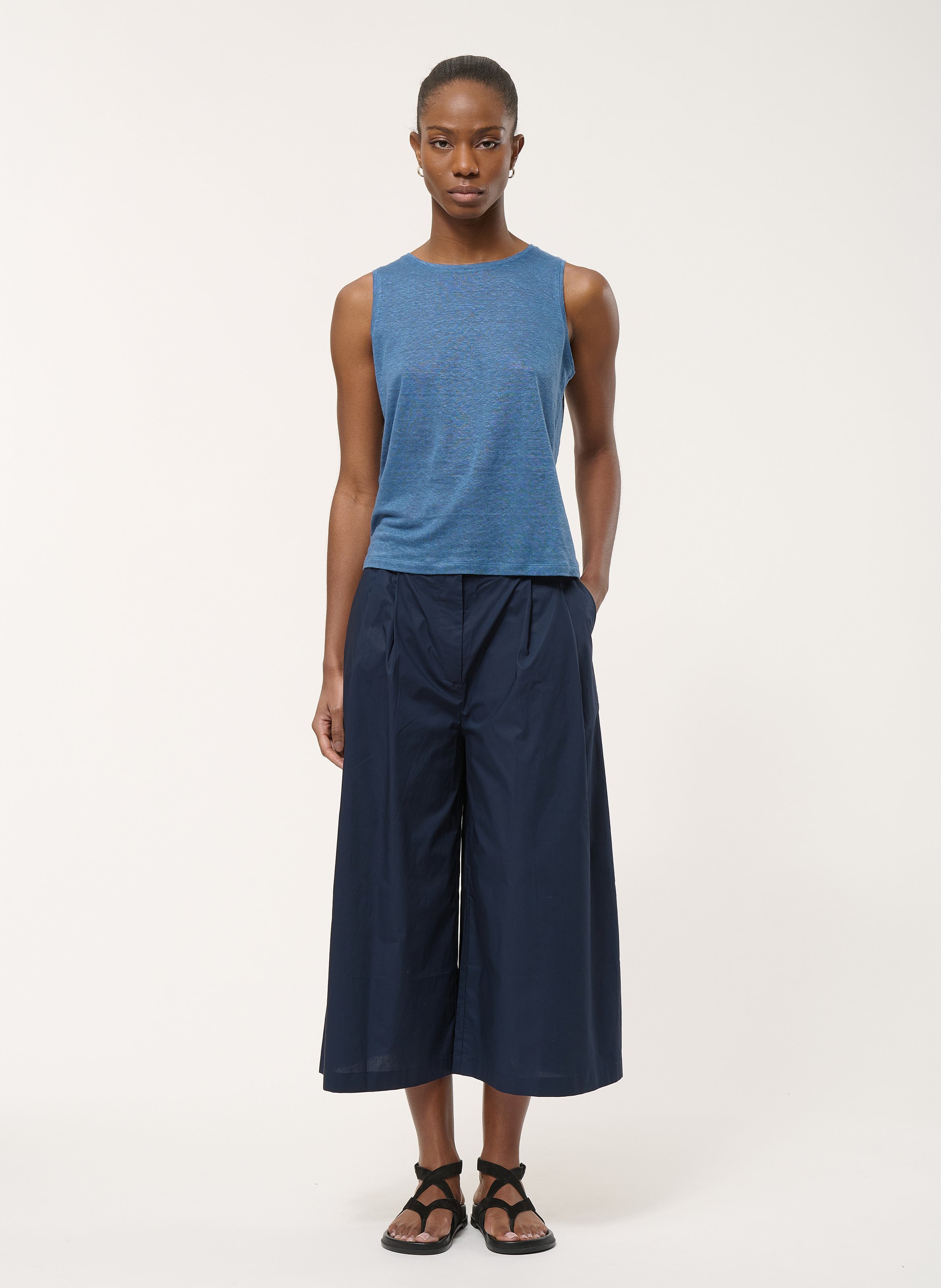 Pantalon 7/8ème en popeline de coton HUMILITY Bleu