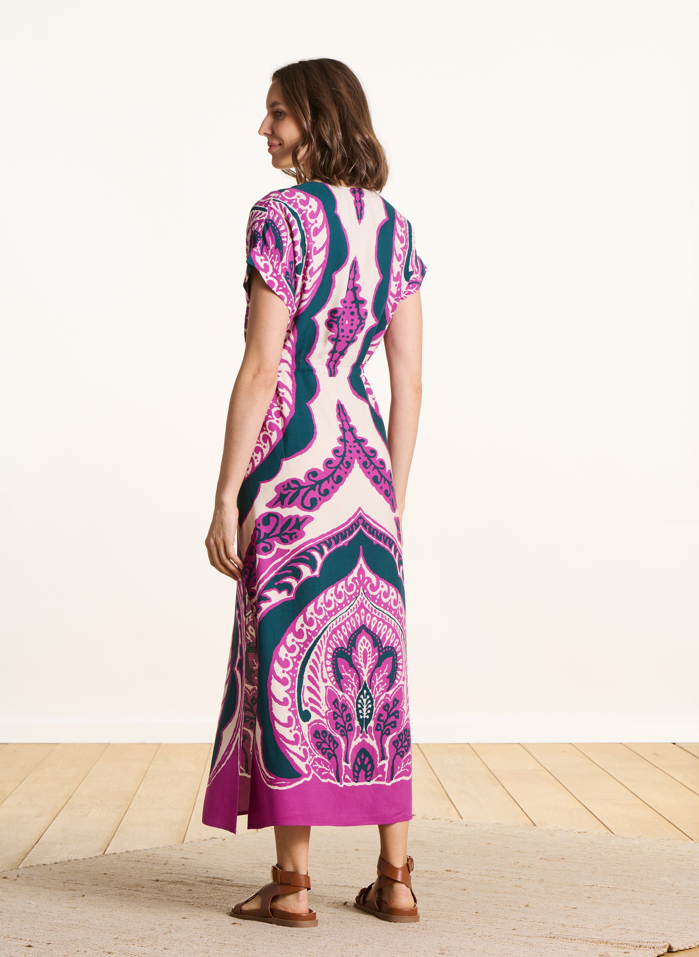 Robe longue col V imprimée LA FEE MARABOUTEE Violet